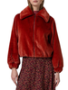Surkana pelliccia ecologica con zip color mattone