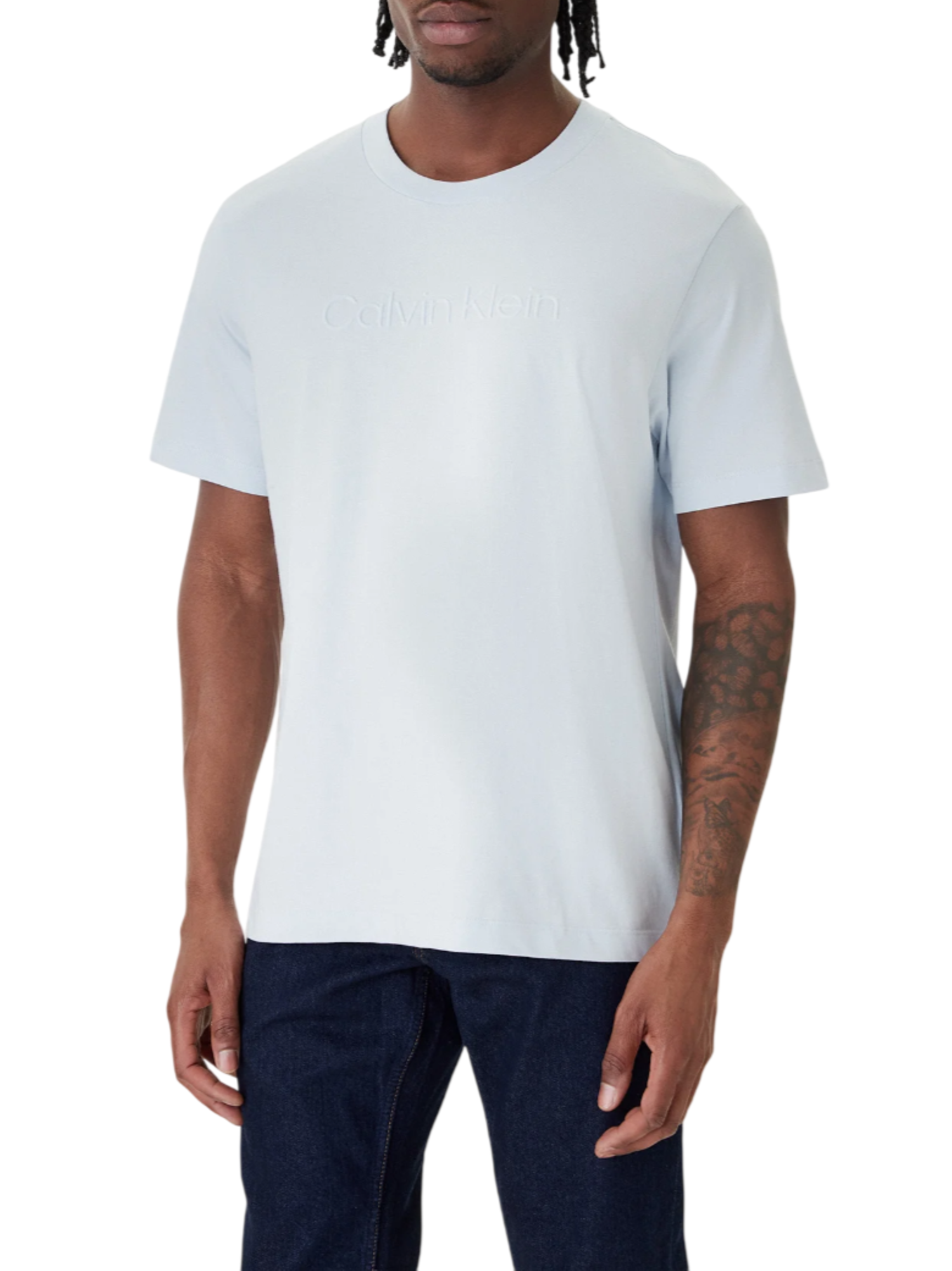 Calvin Klein T-shirt uomo manica corta con logo celeste LV04LF811G CIQ Calvin Klein 