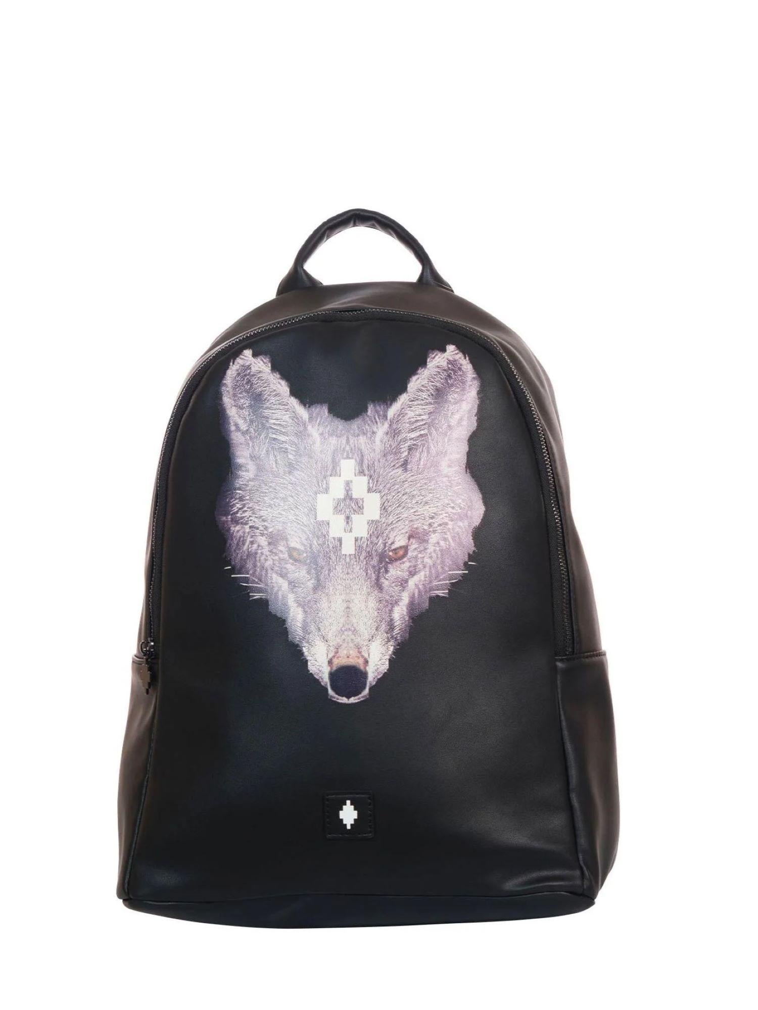 County of Milan zaino in ecopelle con stampa lupo nero COMAF250115 NERO-WOLF COUNTY OF MILAN 