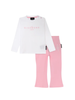 John Richmond completo T-shirt manica lunga e leggings bianco rosa