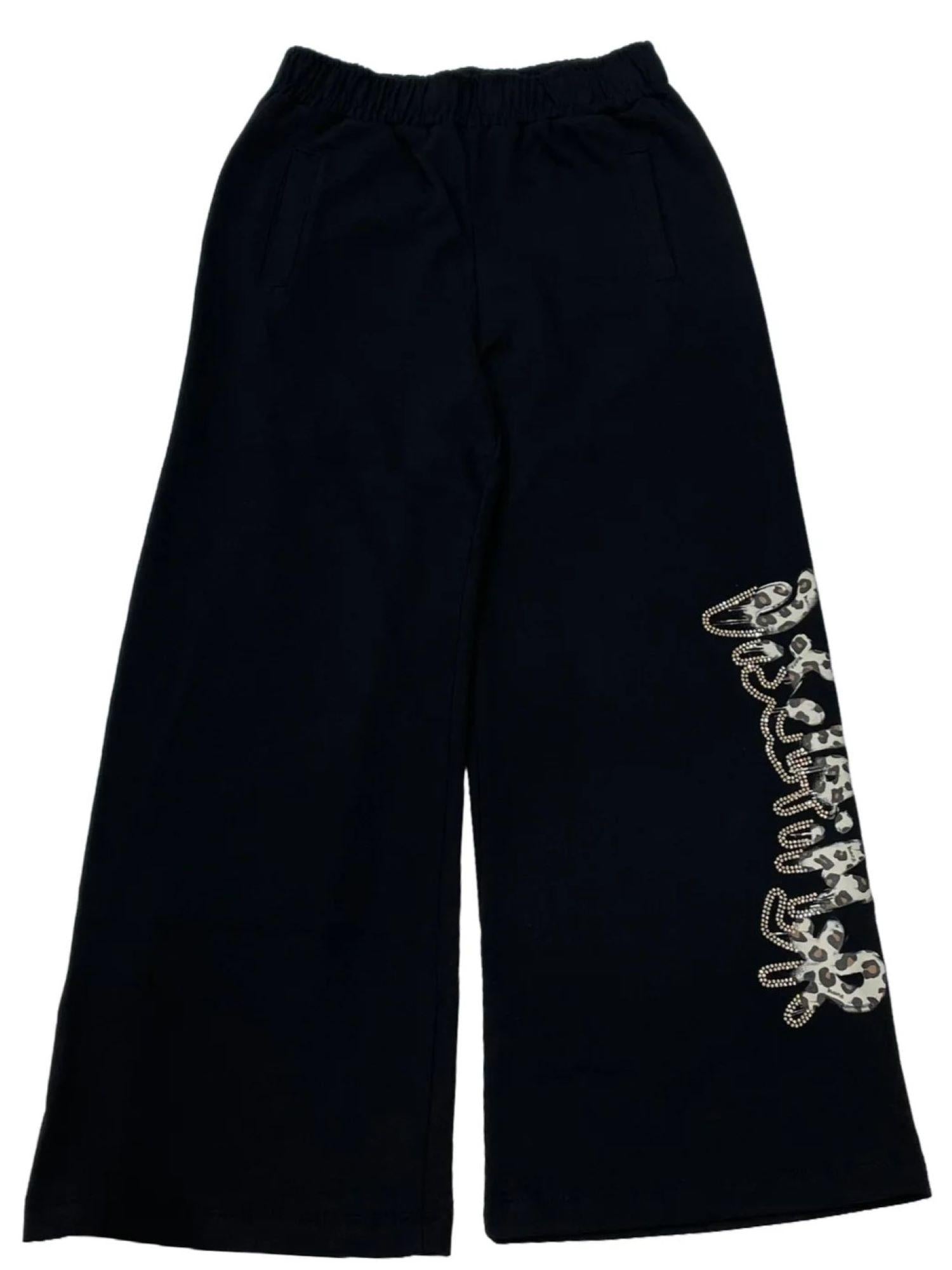 Disclaimer pantaloni a palazzo con logo strass nero 58557 NERO DISCLAIMER 