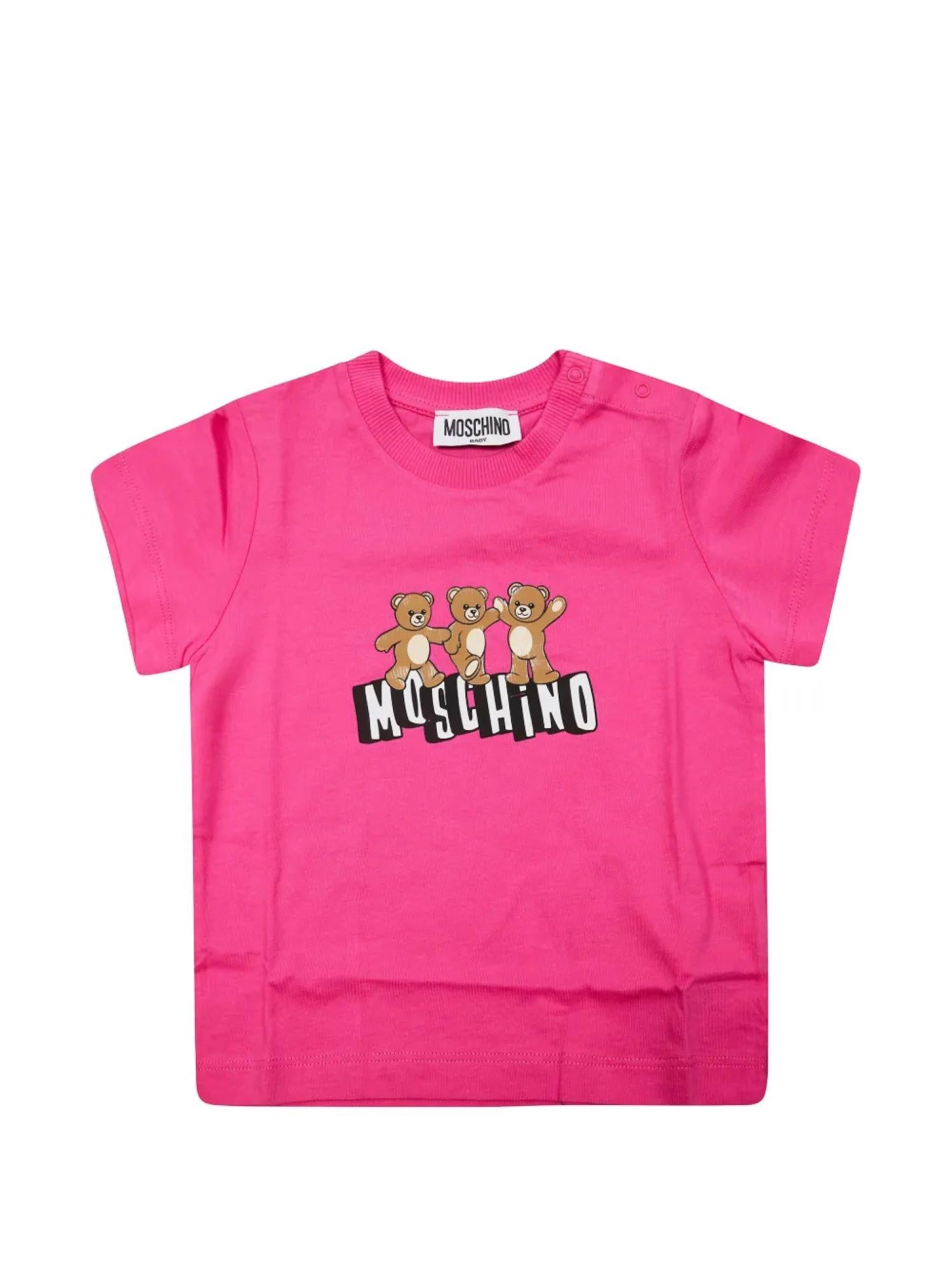 Moschino T-shirt manica corta neonata con orsetti fucsia MUM04K-LAA17 50533 MOSCHINO 