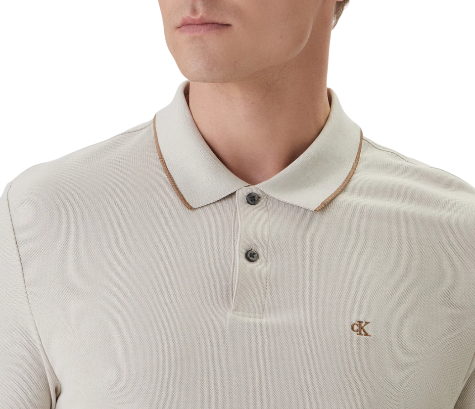 Calvin Klein polo in piquè uomo manica corta beige chiaro LV04LC239G 2JX Calvin Klein 