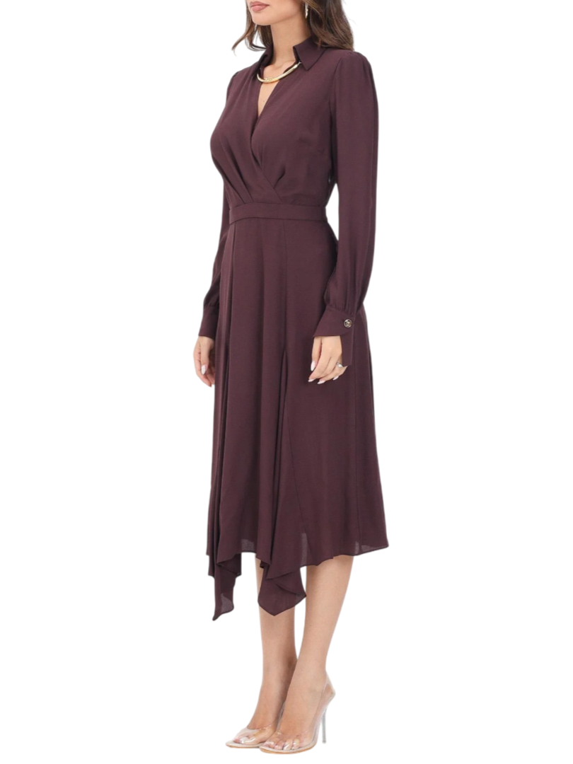 Elisabetta Franchi abito midi in georgette con collana borgogna ABT0356E2 EA4 ELISABETTA FRANCHI 