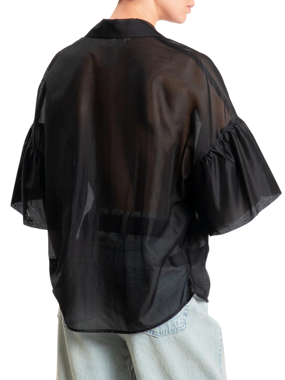 Vicolo camicia in georgette con trasparenze nero TAB1858 NERO VICOLO 