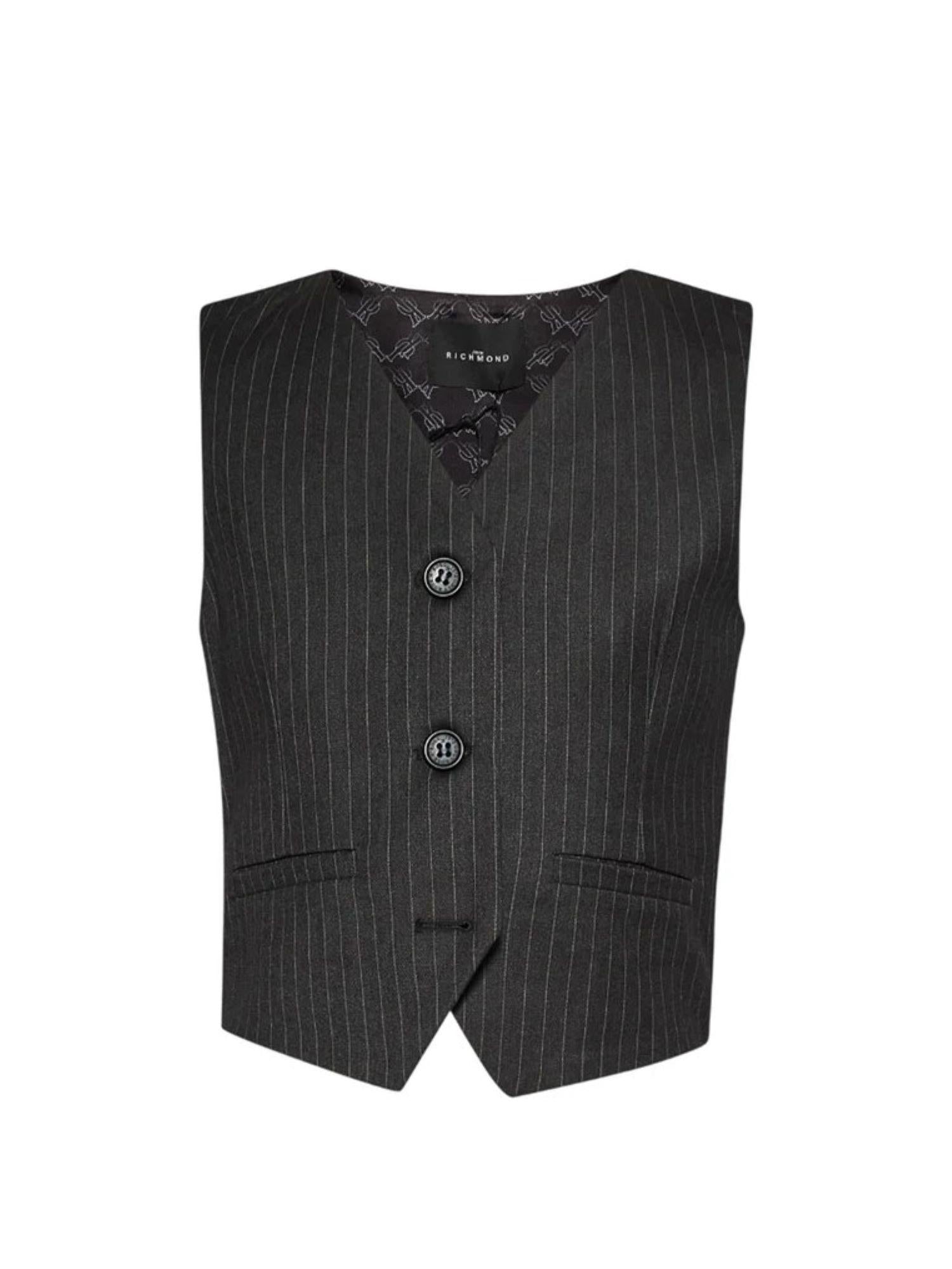 John Richmond gilet bambino Naraji gessato grigio RBP26079GT GREY DARK PINSTRIPE John RICHMOND 