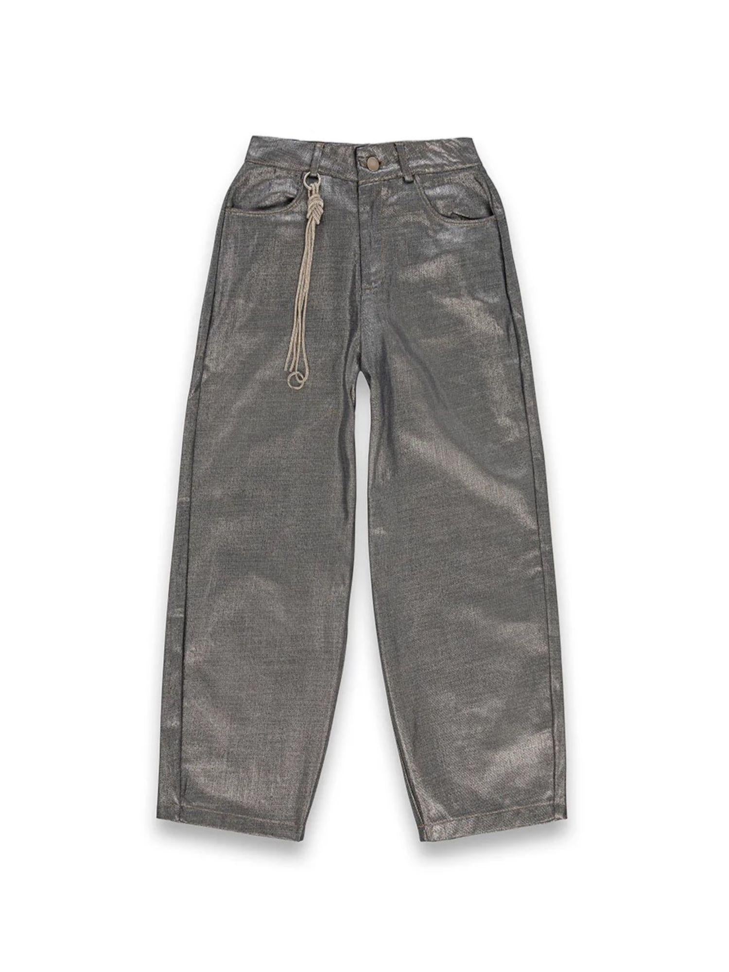 Disclaimer pantaloni in denim laminato grigio 55175 SILVER DENIM DISCLAIMER 