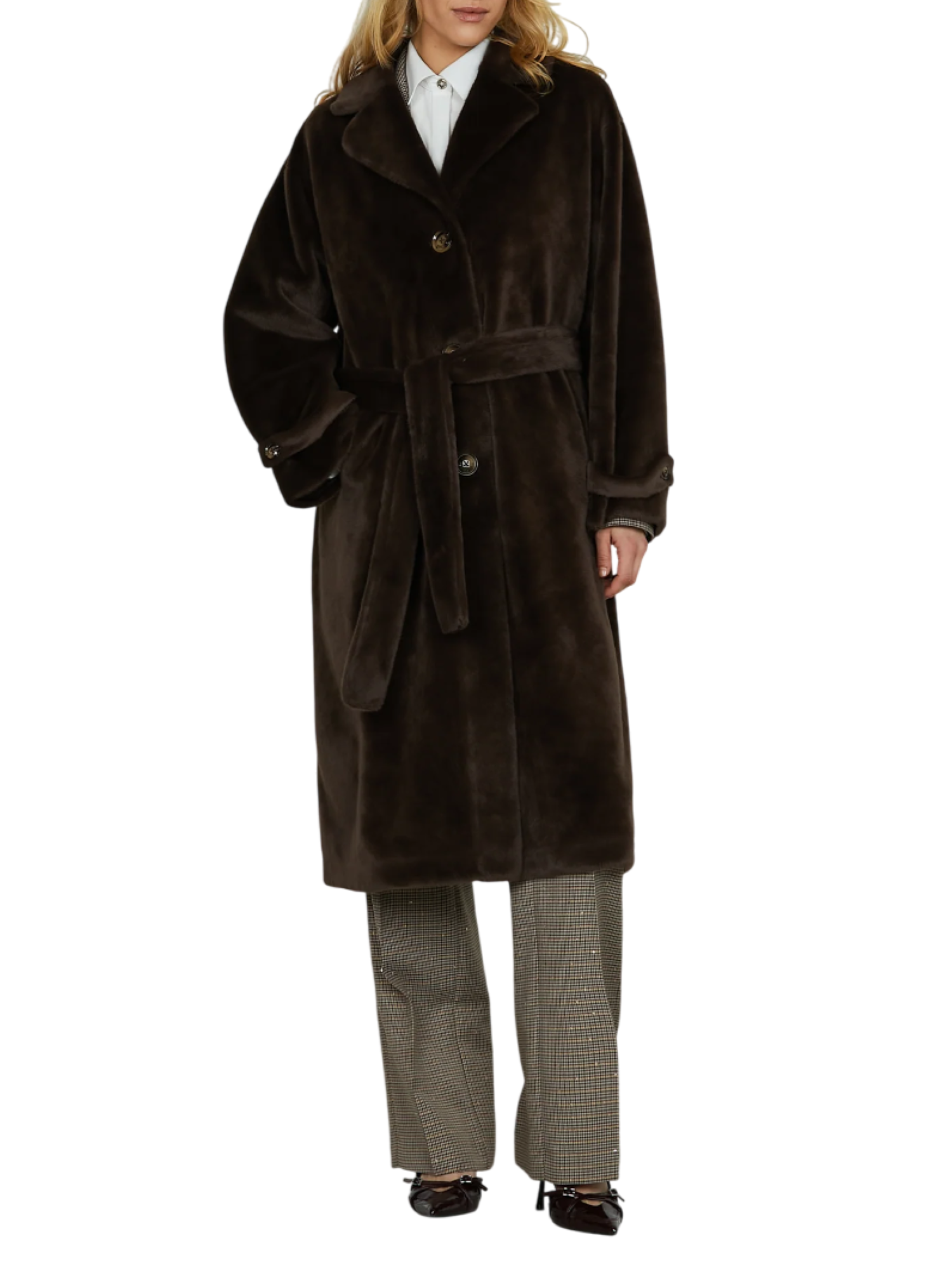 Relish pelliccia ecologica Chamlet con cintura marrone CHAMLET 2945 RELISH 