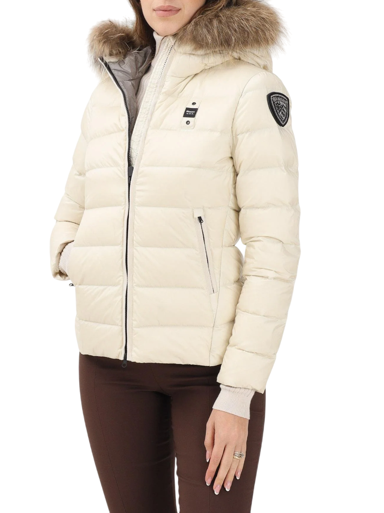 Blauer piumino Arcadia donna con cappuccio ecrù 25WBLDC03099-A06047 907GG BLAUER 