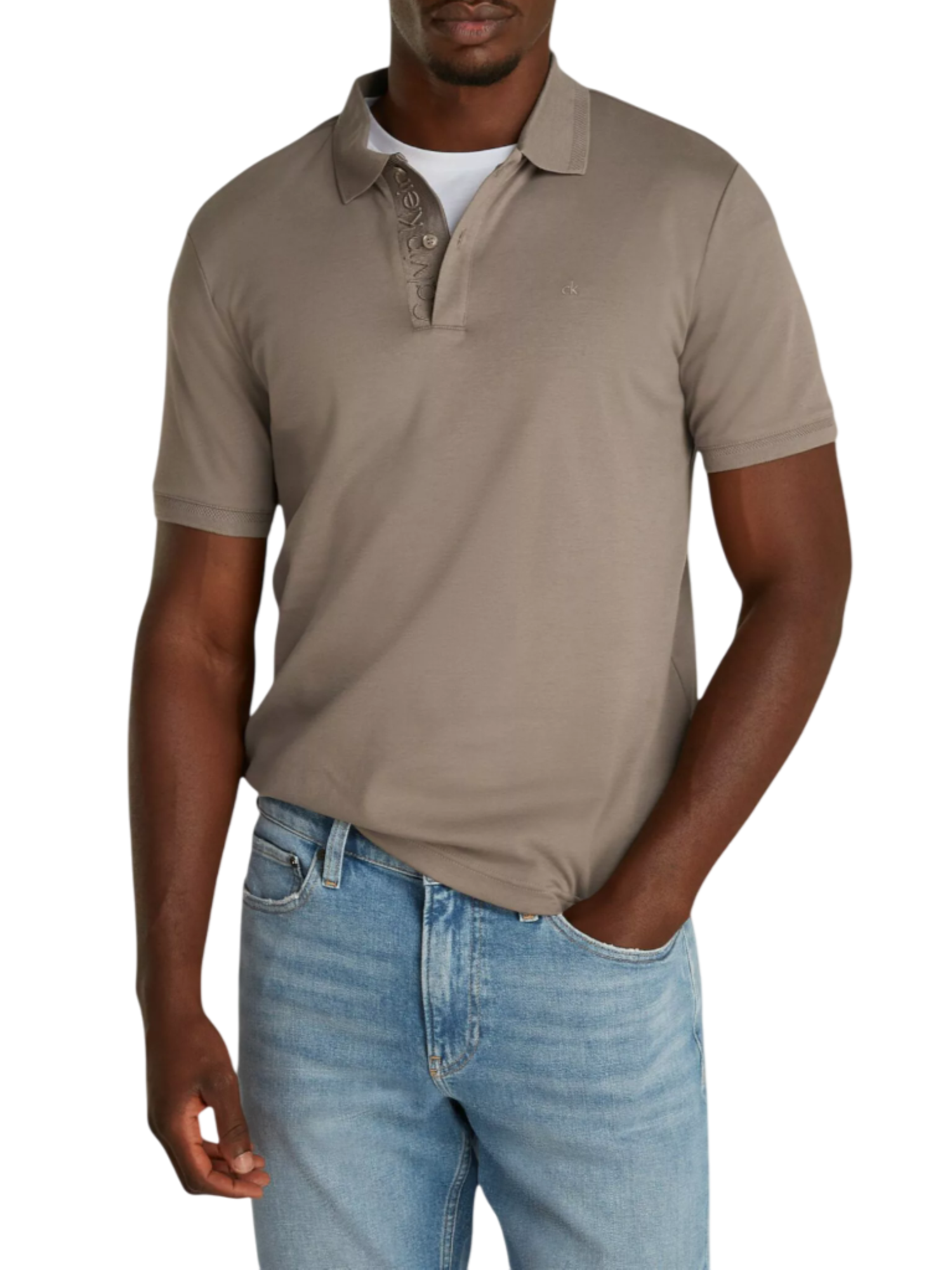 Calvin Klein polo manica corta in cotone con logo ricamato marrone K10K114135 PB8 Calvin Klein 