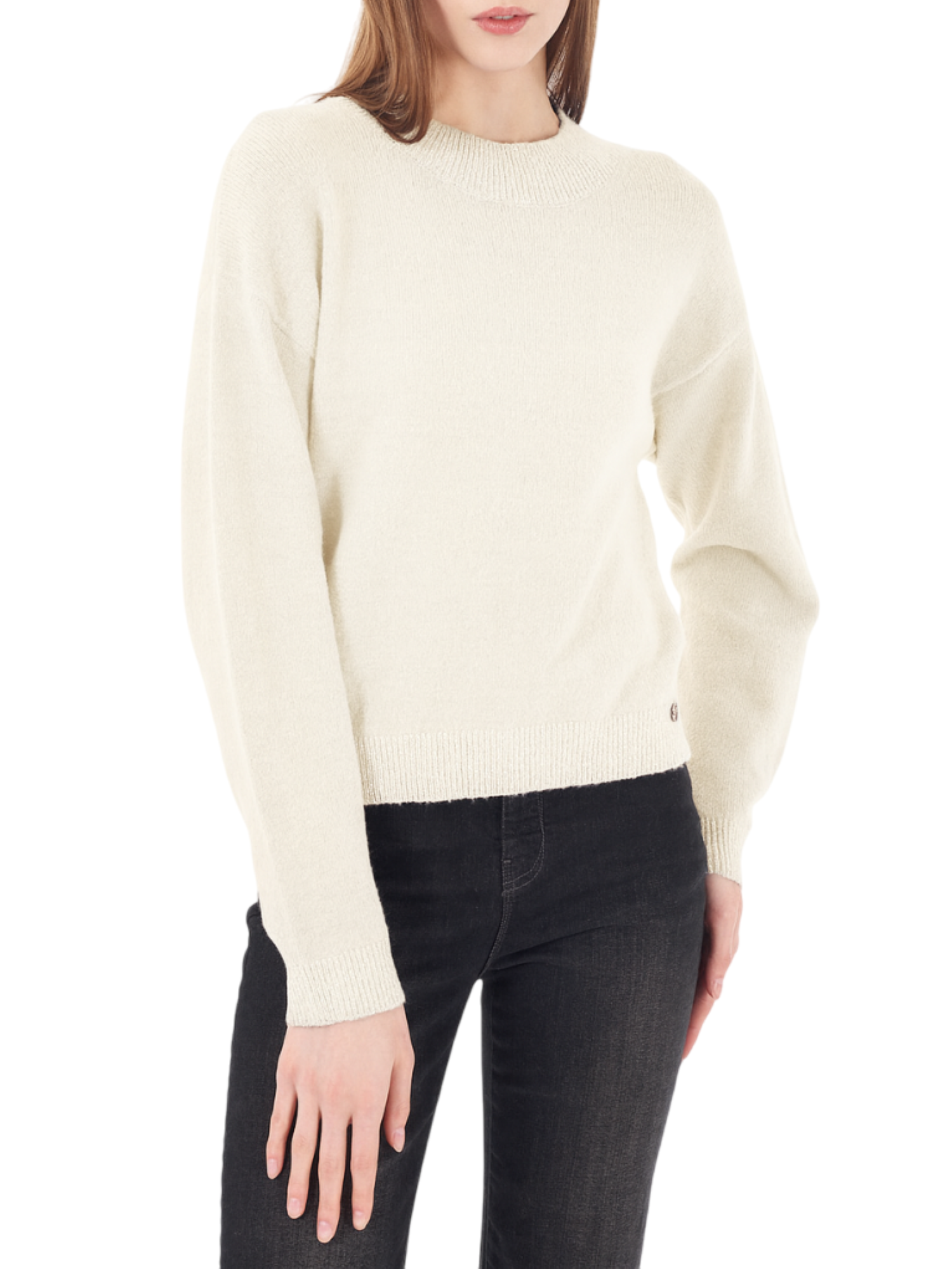 Yes Zee maglia lupetto con dettagli lurex bianco latte M003-BT00 0101 YES-ZEE 