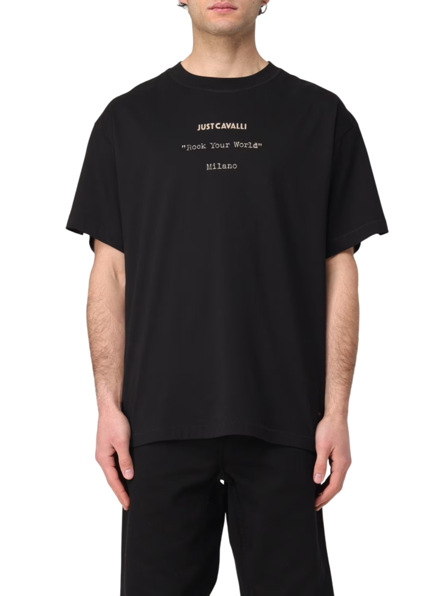 Just Cavalli T-shirt manica corta con logo Flames nero 78OAHC02-CJ600 899 JUST CAVALLI 
