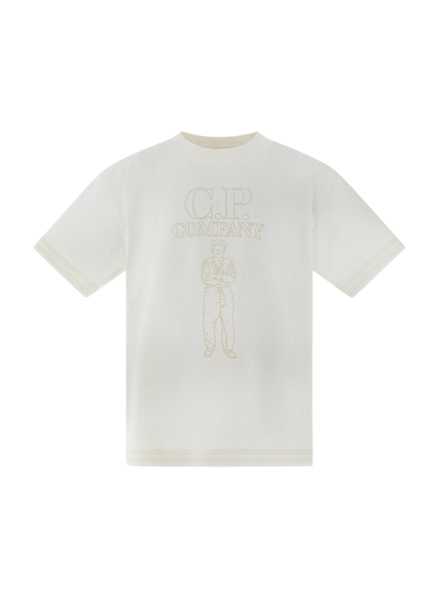 C.P. Company T-shirt manica corta bambino con logo panna CUM00Y-LAC04 10135 C.P. COMPANY U16 