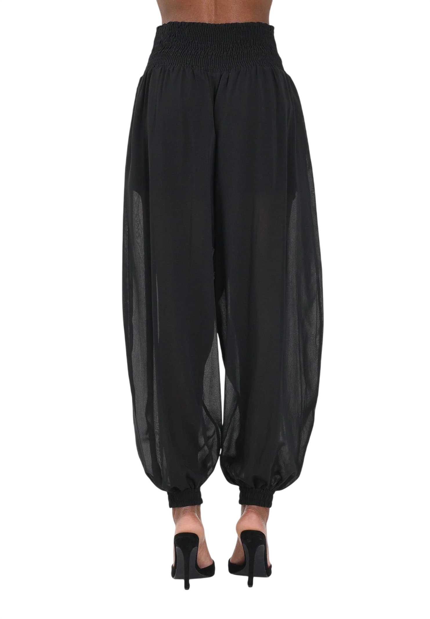 Pinko pantaloni Bore voile trasparente con polsini nero 106845-A3B2 Z99 PINKO 
