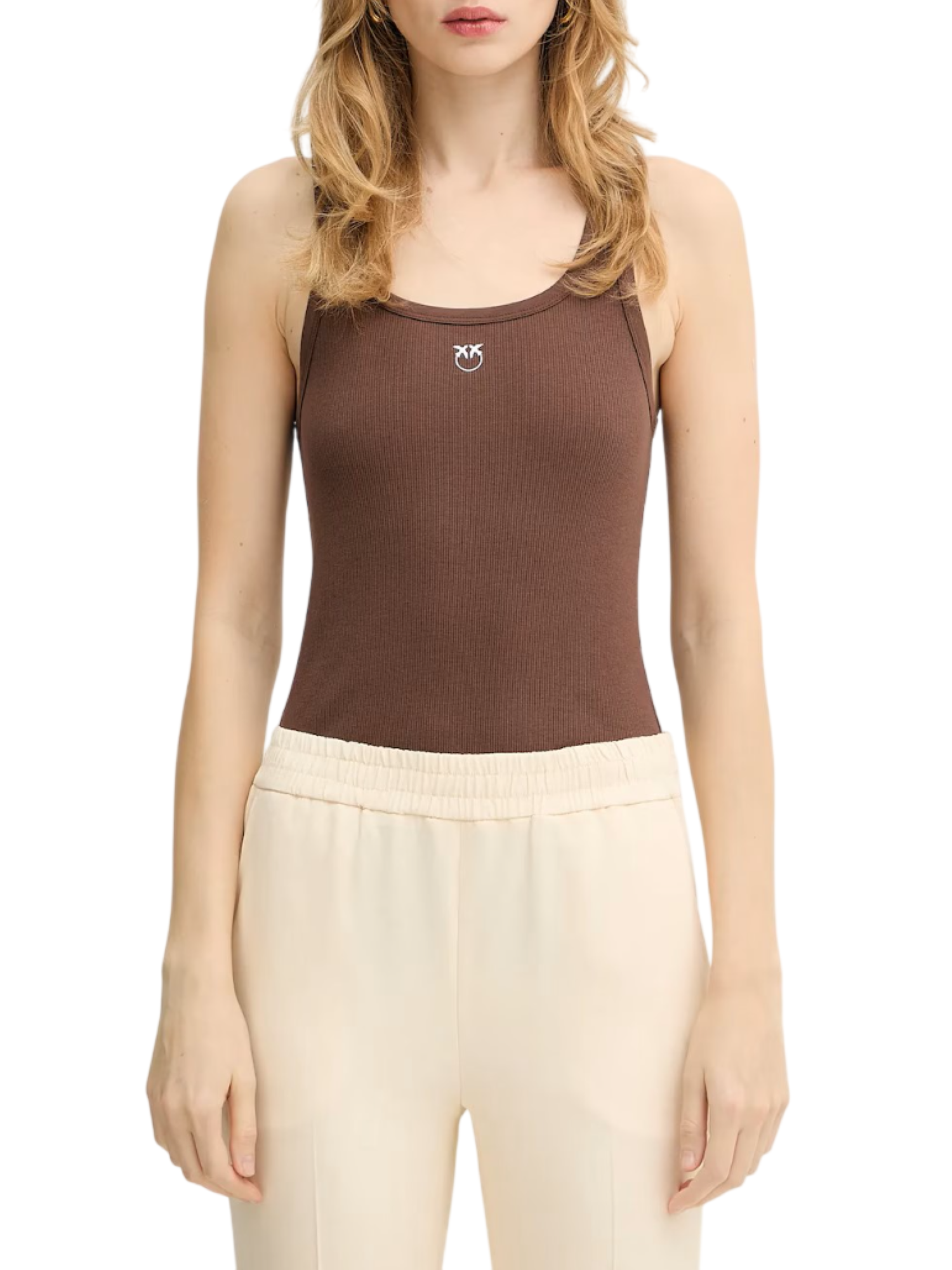 Pinko canotta a costine Calcolatore marrone 100807-A338 L78 PINKO 