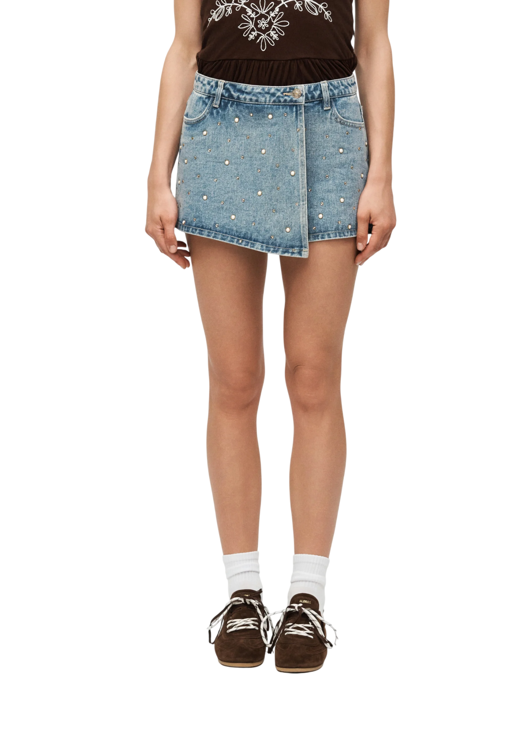 Only gonna pantaloncino Texas con applicazioni gioiello in denim medio 15371189 LIGHT MEDIUM BLUE DENIM ONLY 