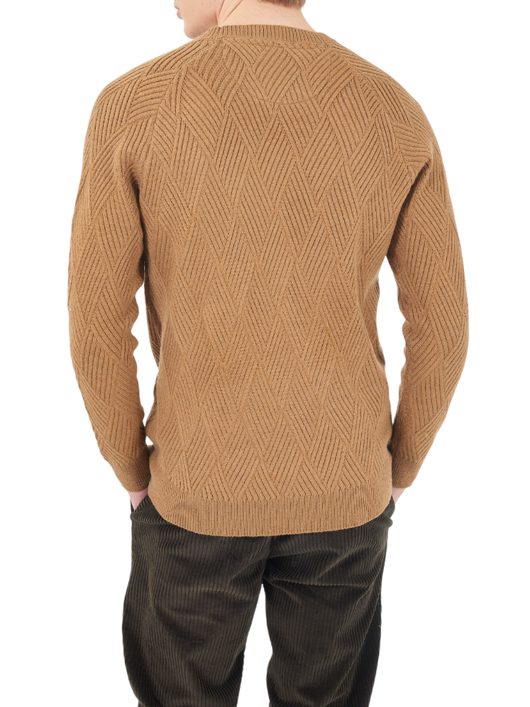 Yes Zee maglia uomo a rombi jacquard marrone caramello M817-MQ00 0203 YES-ZEE 