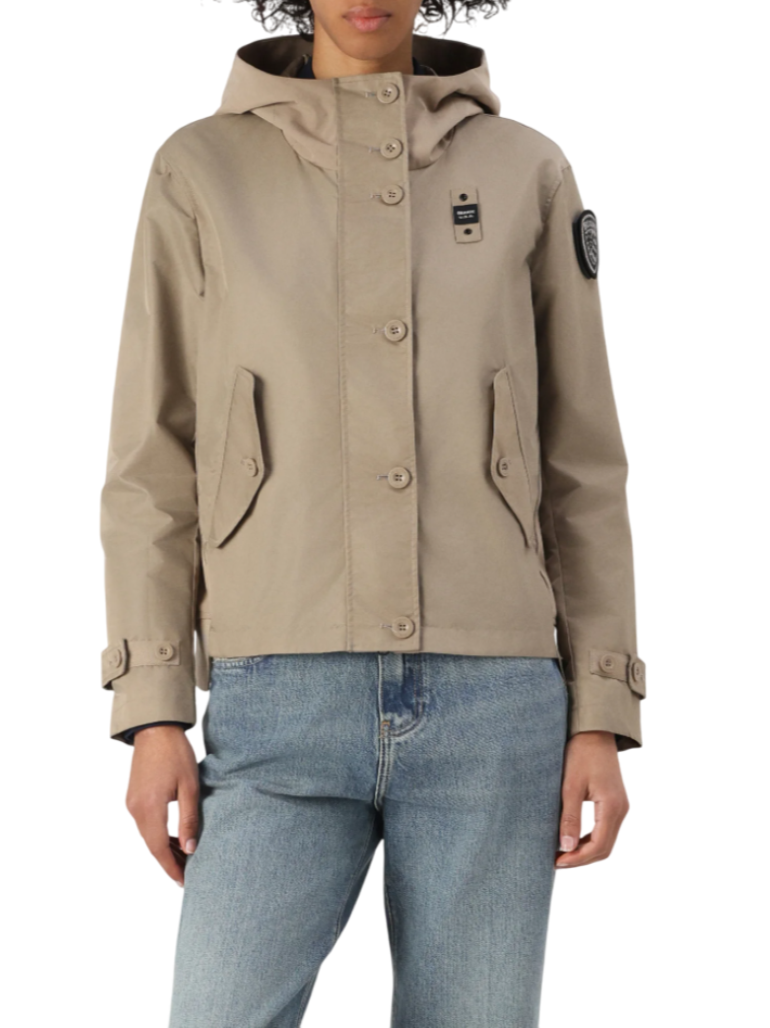 Blauer giubbino Marcella in nylon con cappuccio beige