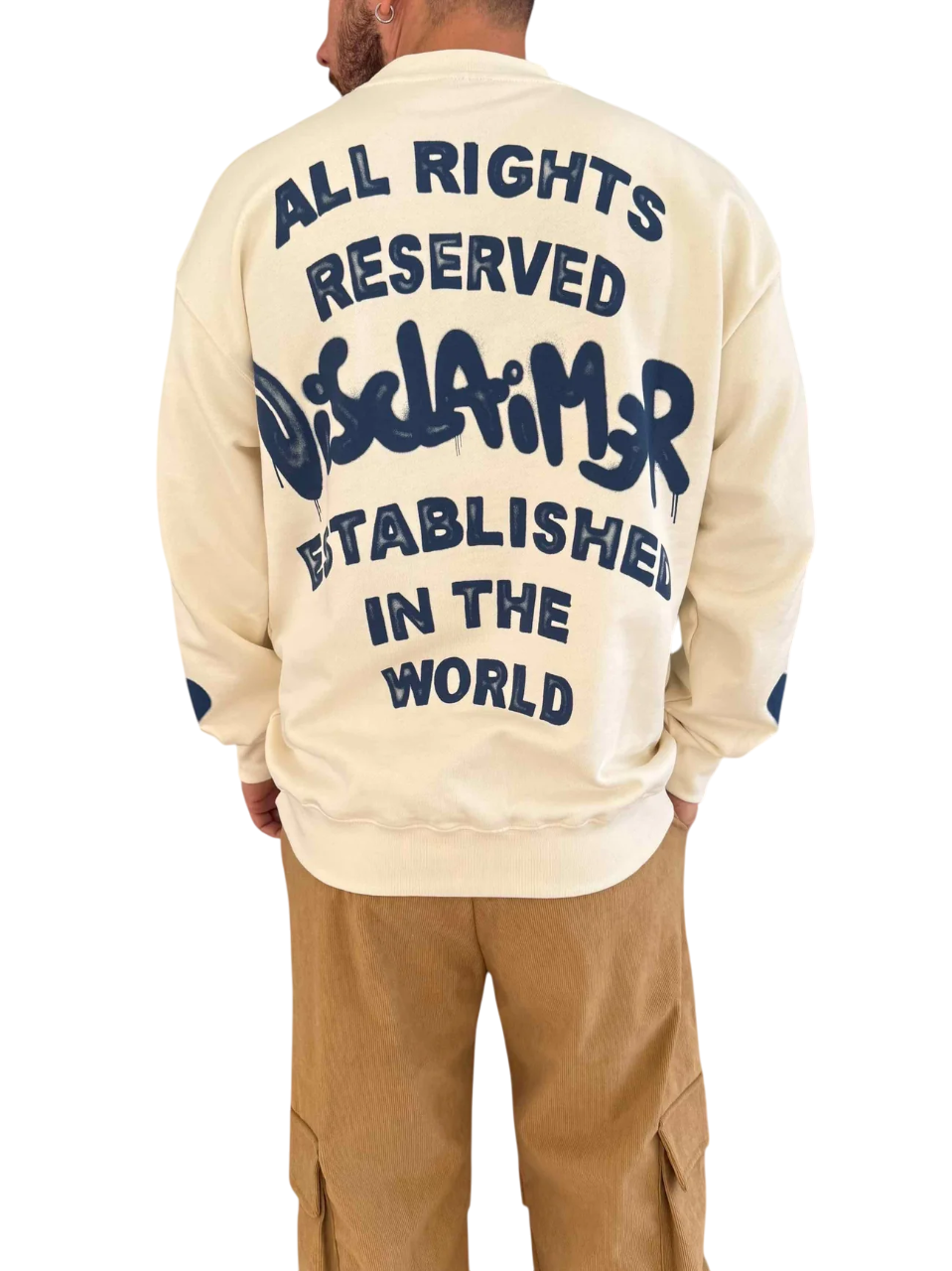 Disclaimer felpa uomo con stampe color latte 55129 LATTE DISCLAIMER 