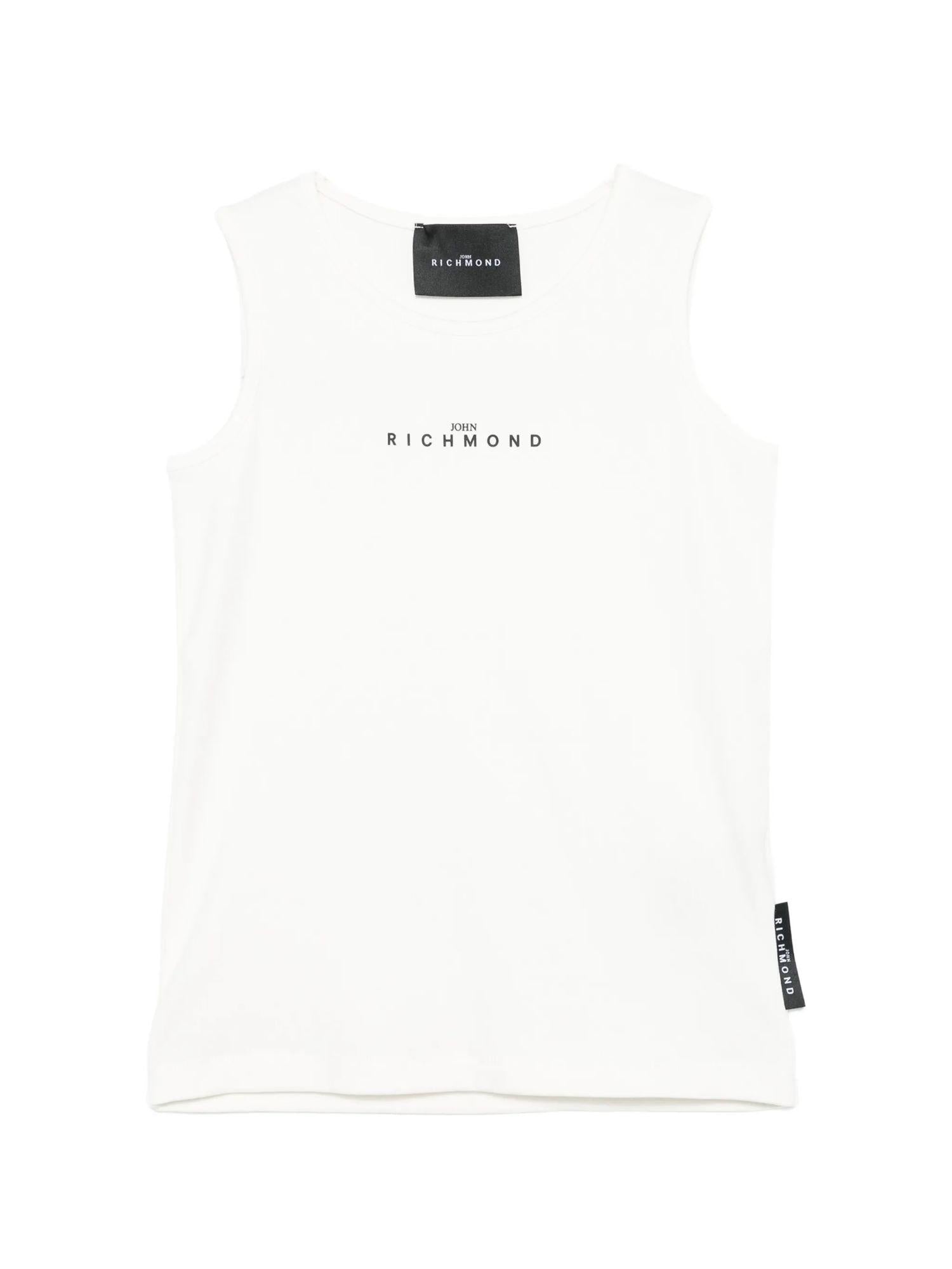 John Richmond canotta crop bambina con logo bianco RGP26172CN WHITE-BLACK John RICHMOND 