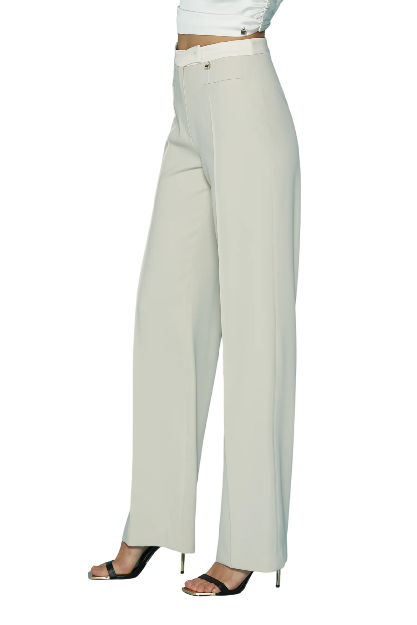 Relish pantaloni a palazzo Daniele con dettagli satin ecrù DANIELE 1101 RELISH 