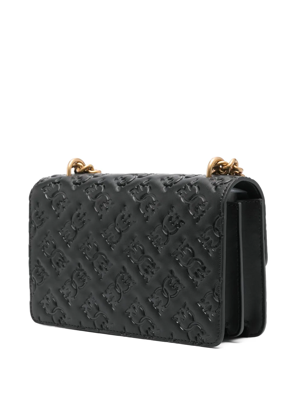 Pinko borsa Love One Mini in pelle con logo imprimè nero oro 100074-A1YB Z99Q PINKO 
