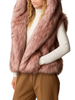 Disclaimer gilet in ecopelliccia con cappuccio rosa
