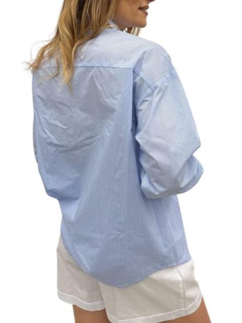 White Wise camicia manica lunga con applicazioni gioiello celeste WW30476 UNICA WHITE WISE 