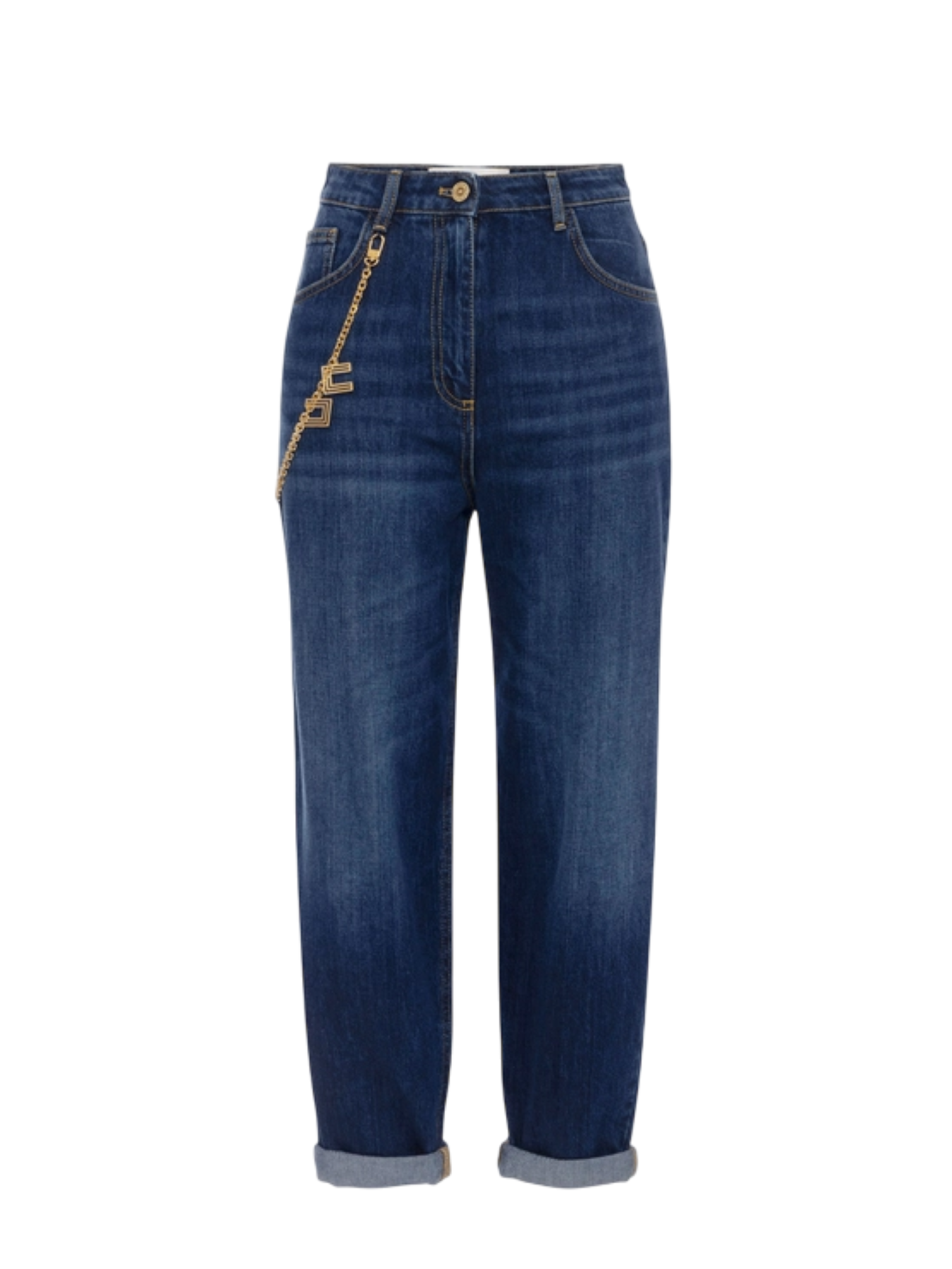 Elisabetta Franchi jeans con catenella logata lavaggio blu PJ14D56E2 104 ELISABETTA FRANCHI 