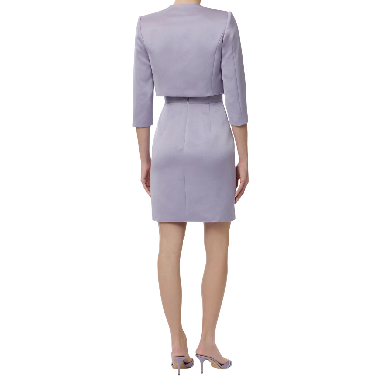 Elisabetta Franchi abito corto con coprispalle in duchesse lilla TB00161 EV7 ELISABETTA FRANCHI 