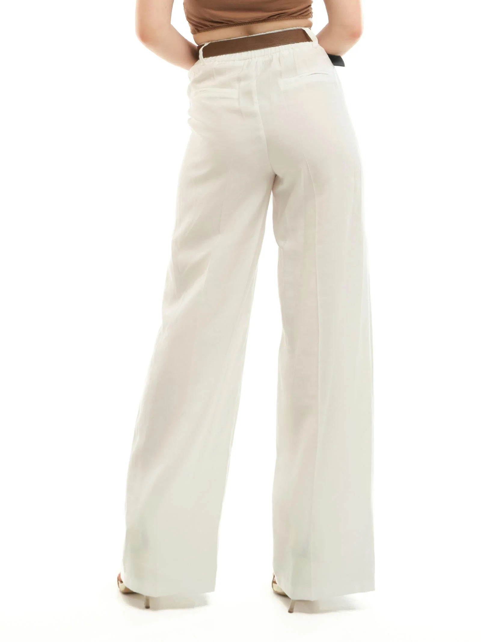 Haveone pantaloni palazzo a vita alta panna PVI-N403 BIANCO HAVEONE 