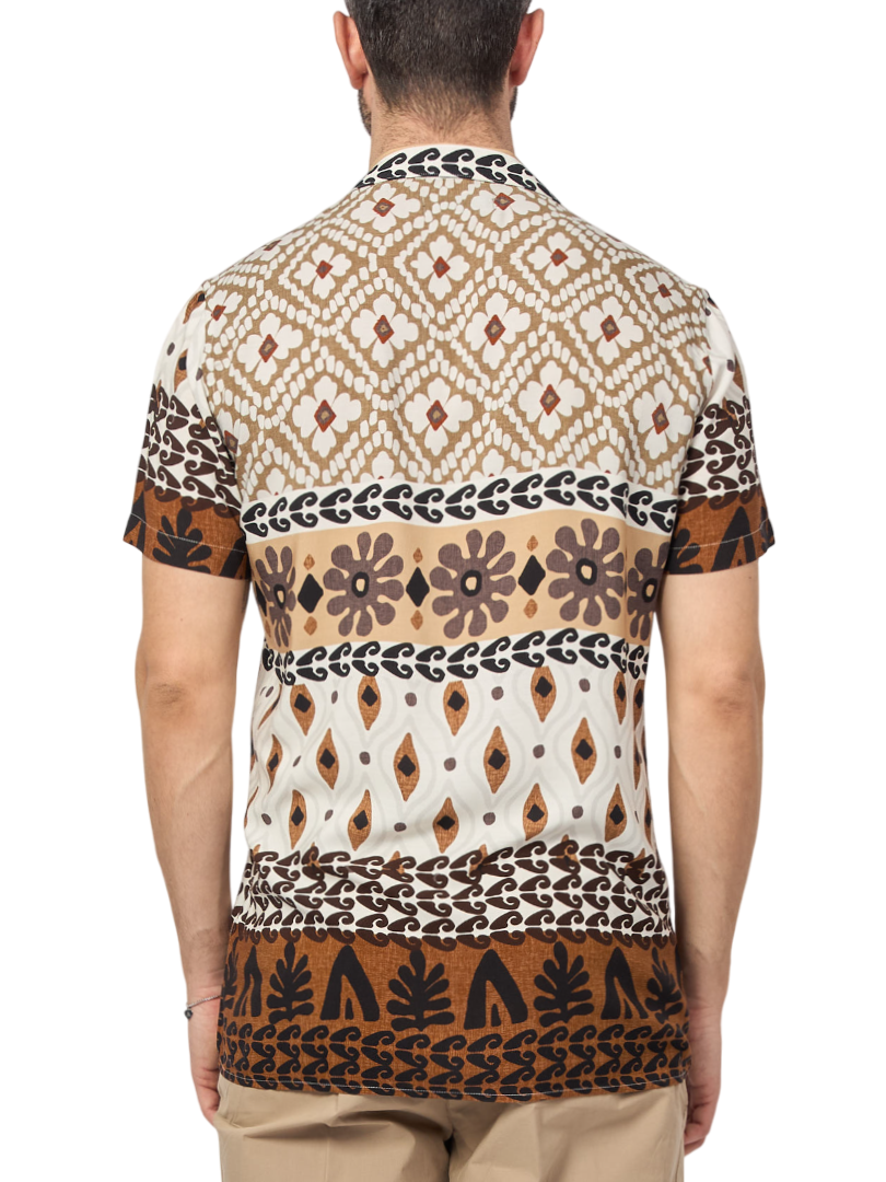 Yes Zee camicia manica corta in fantasia multicolor beige C701-UI00 2002 YES-ZEE 