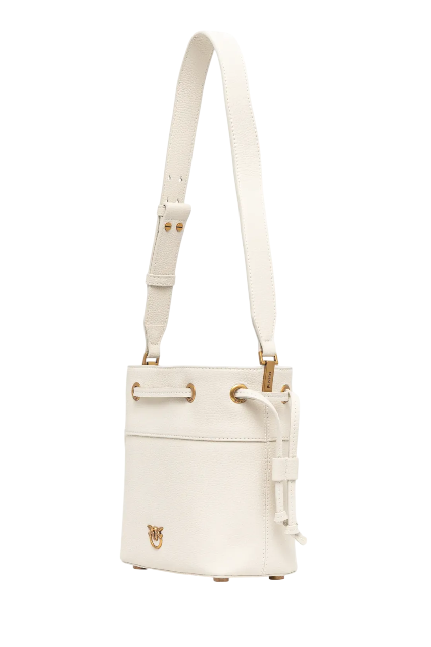 Pinko borsa a secchiello in pelle martellata bianco 104303-A29Q Z14Q PINKO 