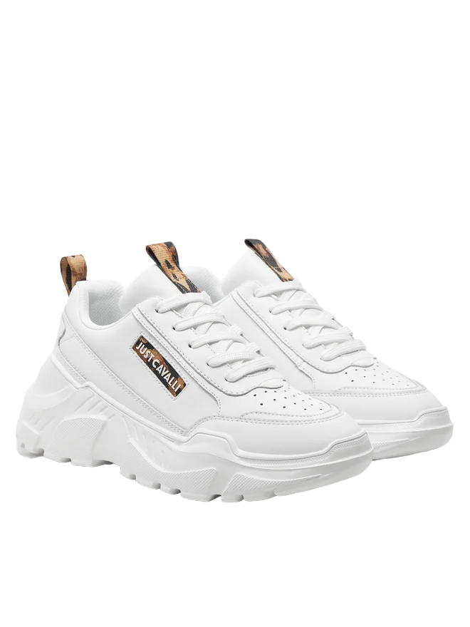 Just Cavalli sneakers in pelle fondo Casper con logo bianco 77RA3SL4-ZPA71 003 JUST CAVALLI 