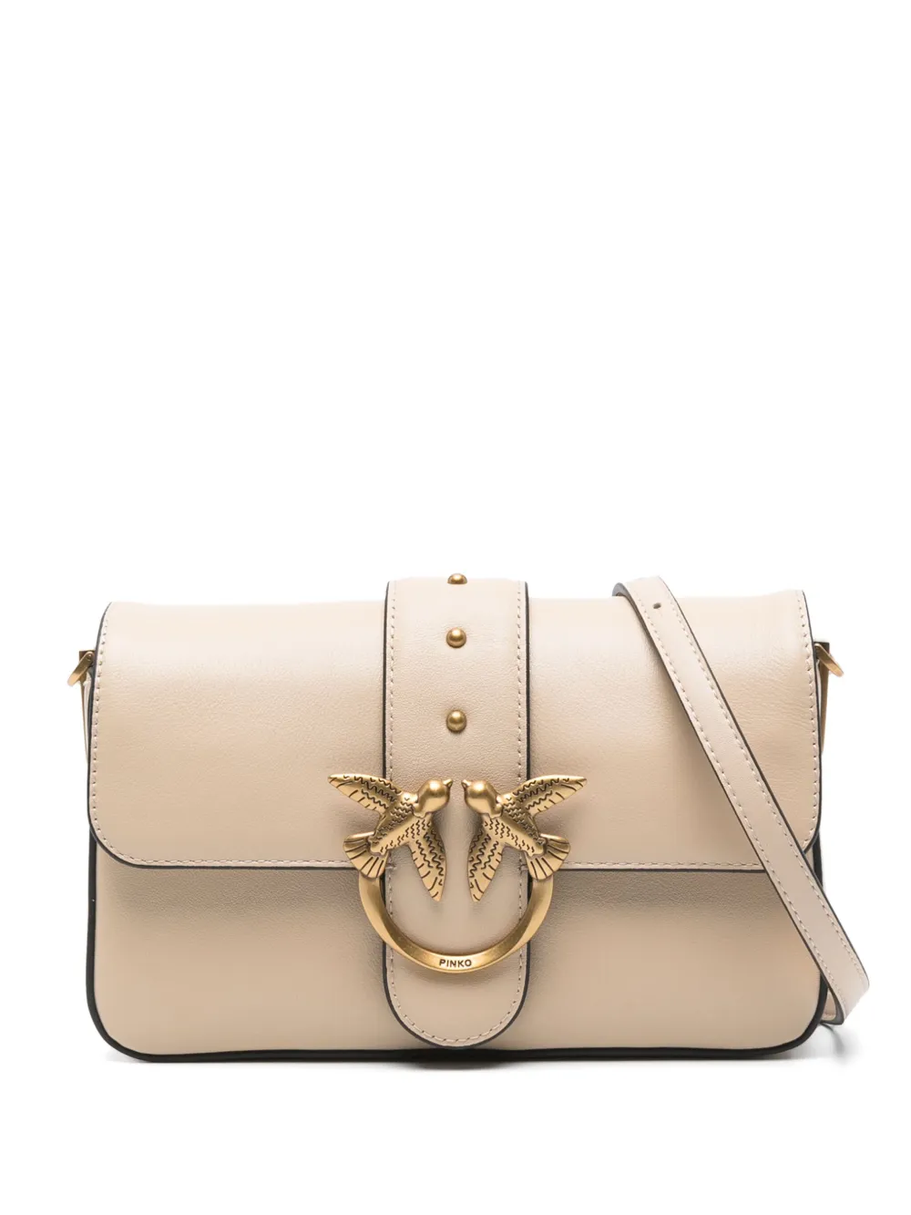 Pinko borsa Love Bag One Mini Slouchy in pelle beige oro 104340-A0QO C50Q PINKO 