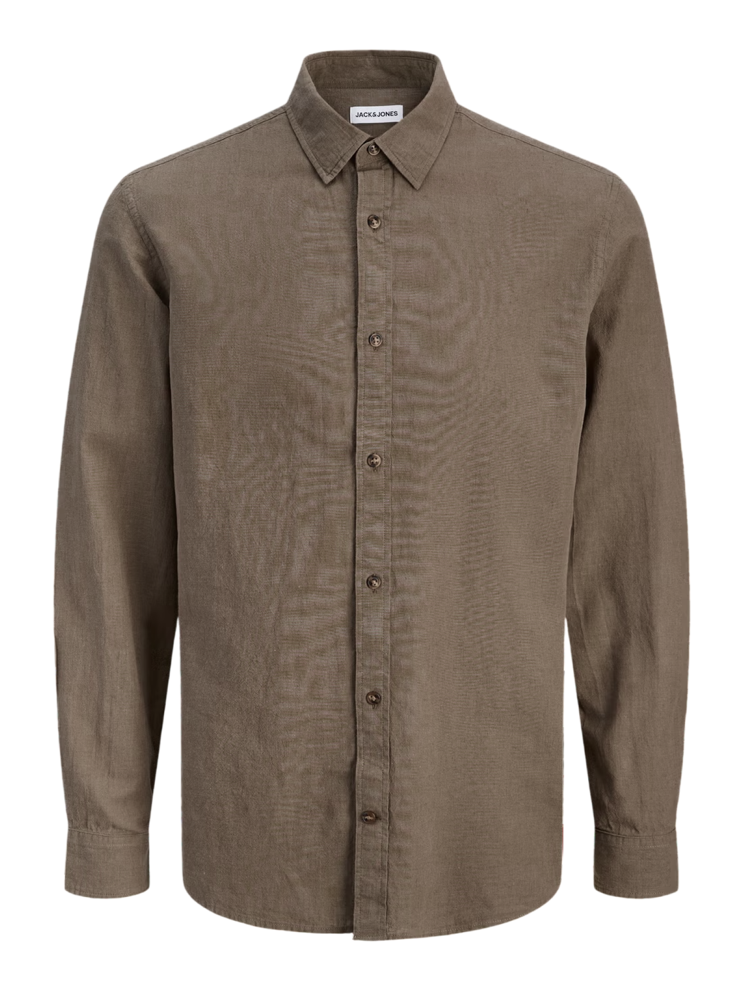 Jack&Jones camicia uomo manica lunga misto lino marrone 12289174 FALCON JACK&JONES 