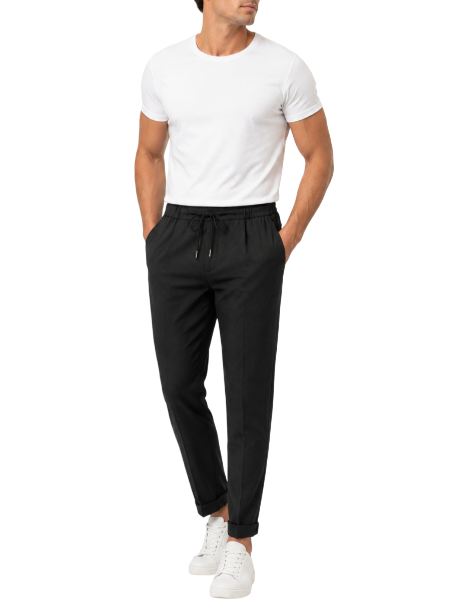 Le Braghe pantaloni uomo con coulisse misto viscosa nero J394-1645 NERO Le Braghe 