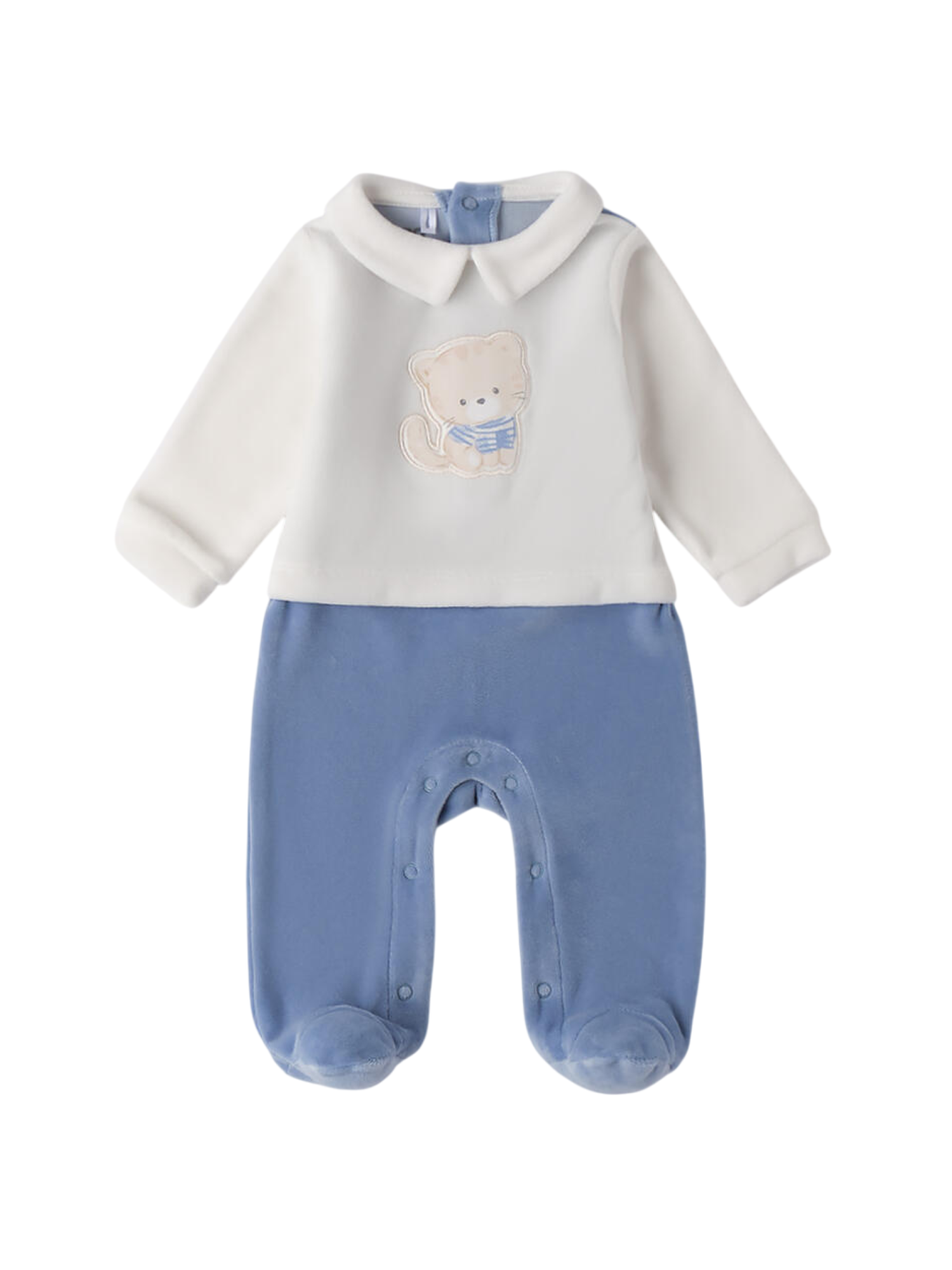 iDo tutina neonato in ciniglia bianco blu 4F021 3814 iDO 