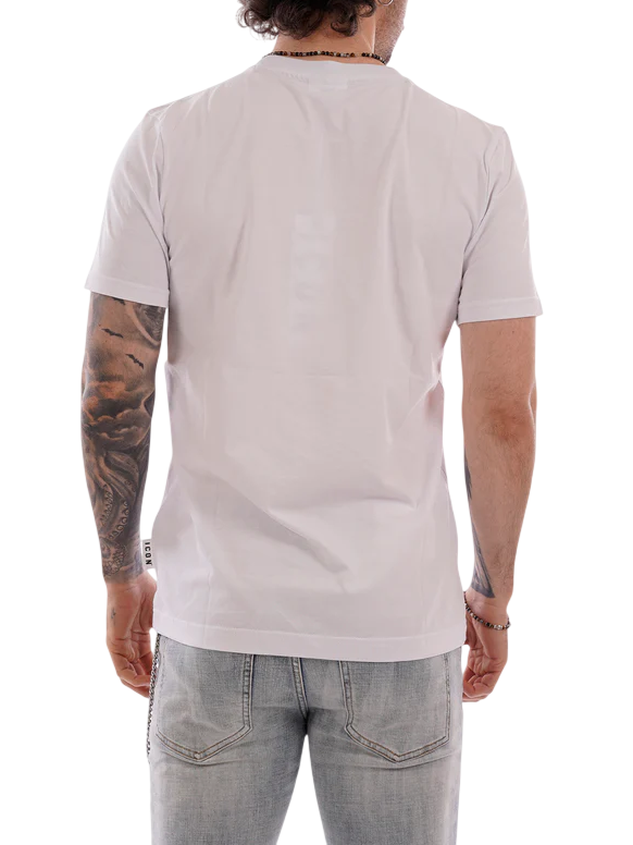 Icon T-shirt uomo manica corta con logo bianco IUT007 BIANCO-NERO ICON 