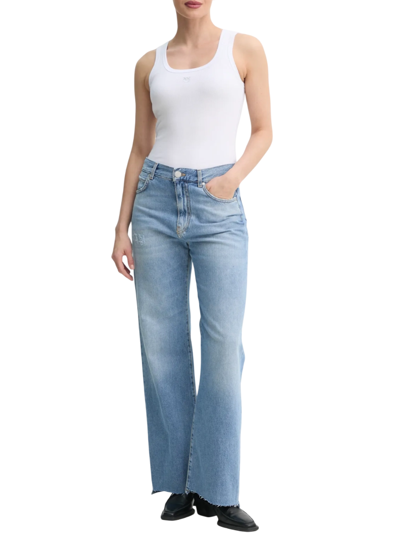 Pinko jeans Wanda a gamba larga lavaggio blu