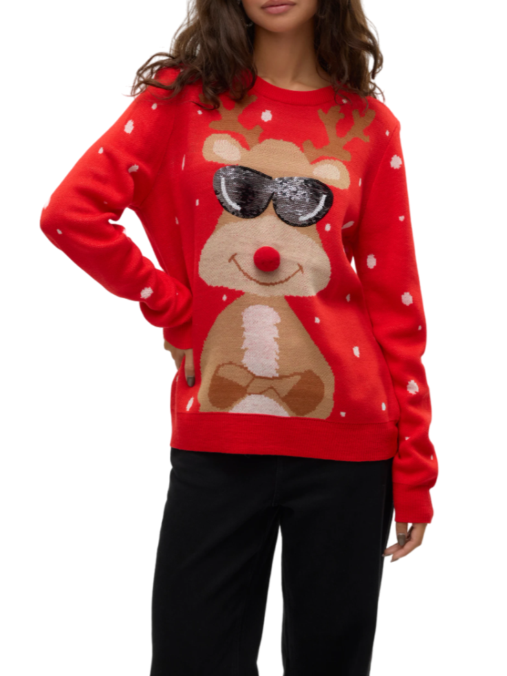 Vero Moda maglia in fantasia natalizia rosso 10309503 CHINESE RED-W.ARTWORK VERO MODA 