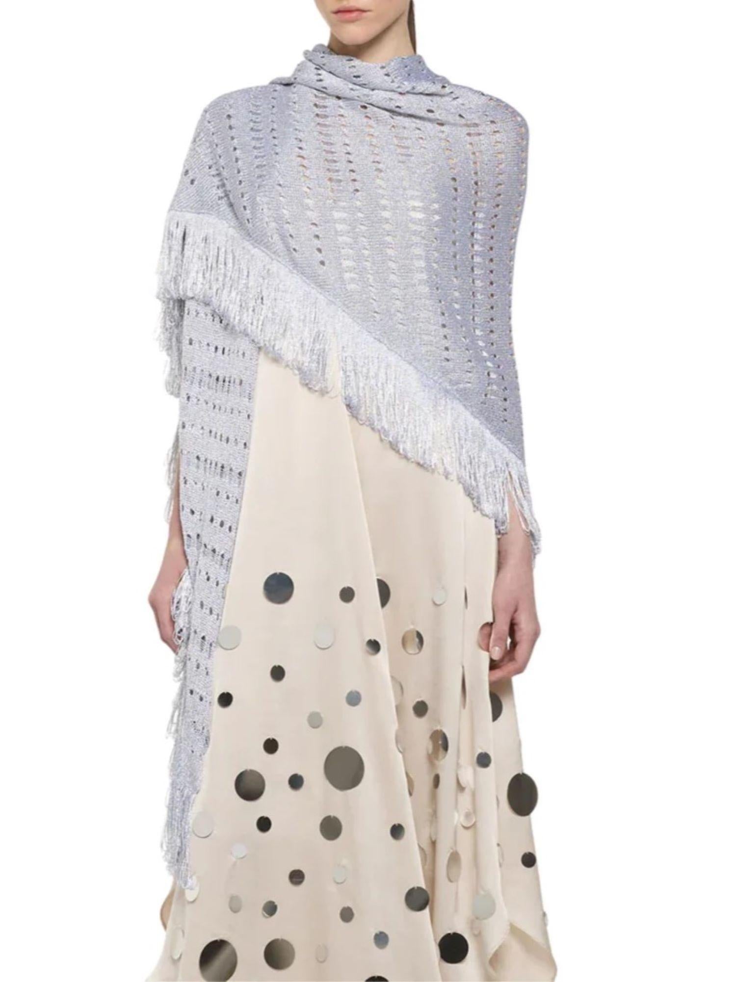 Simona Corsellini scialle traforato lurex con frange argento P25CPSLO0401 0036 SIMONA CORSELLINI 