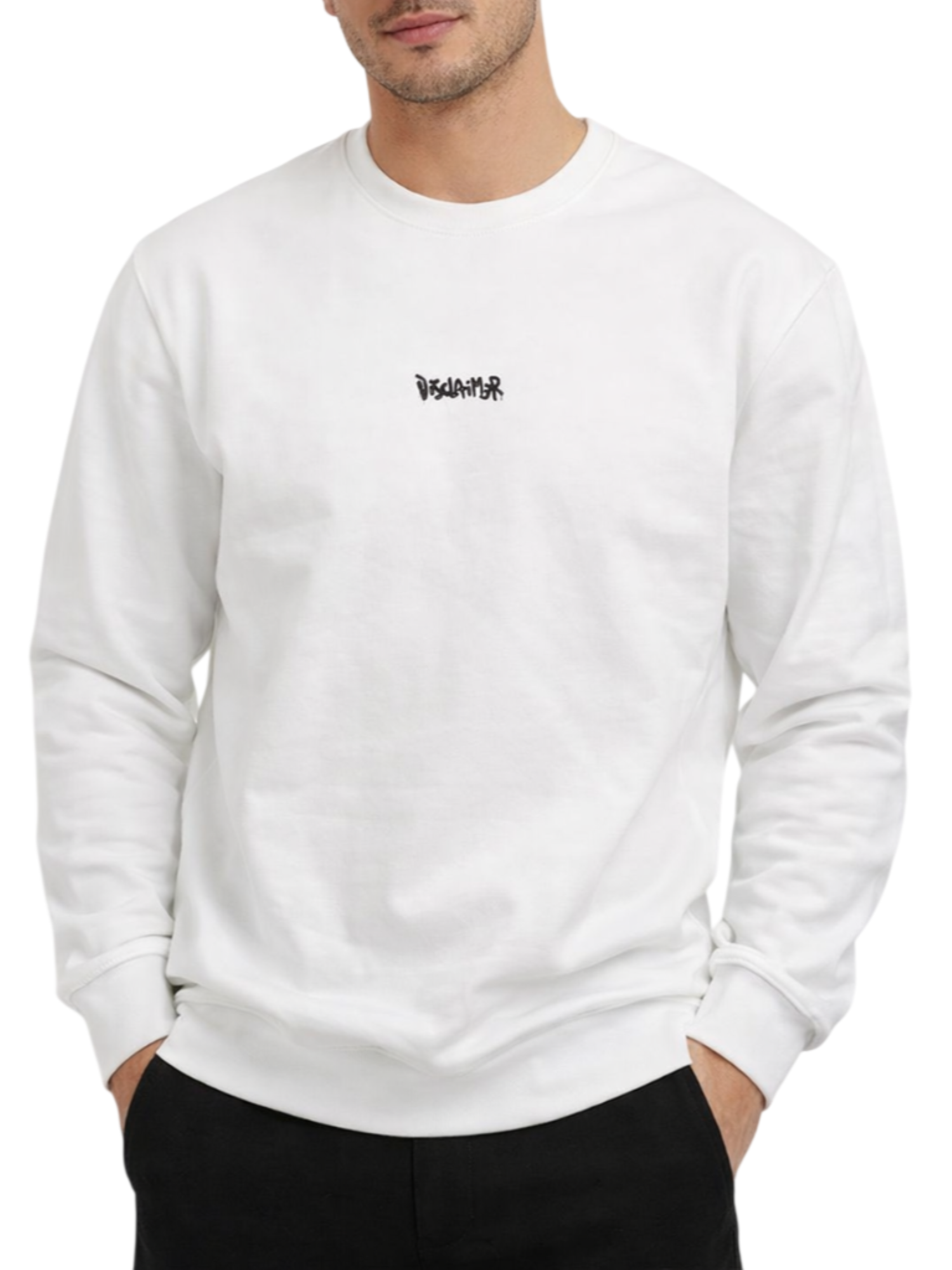 Disclaimer felpa uomo con maxi logo posteriore bianco 55402 BIANCO-ST.NERA DISCLAIMER 