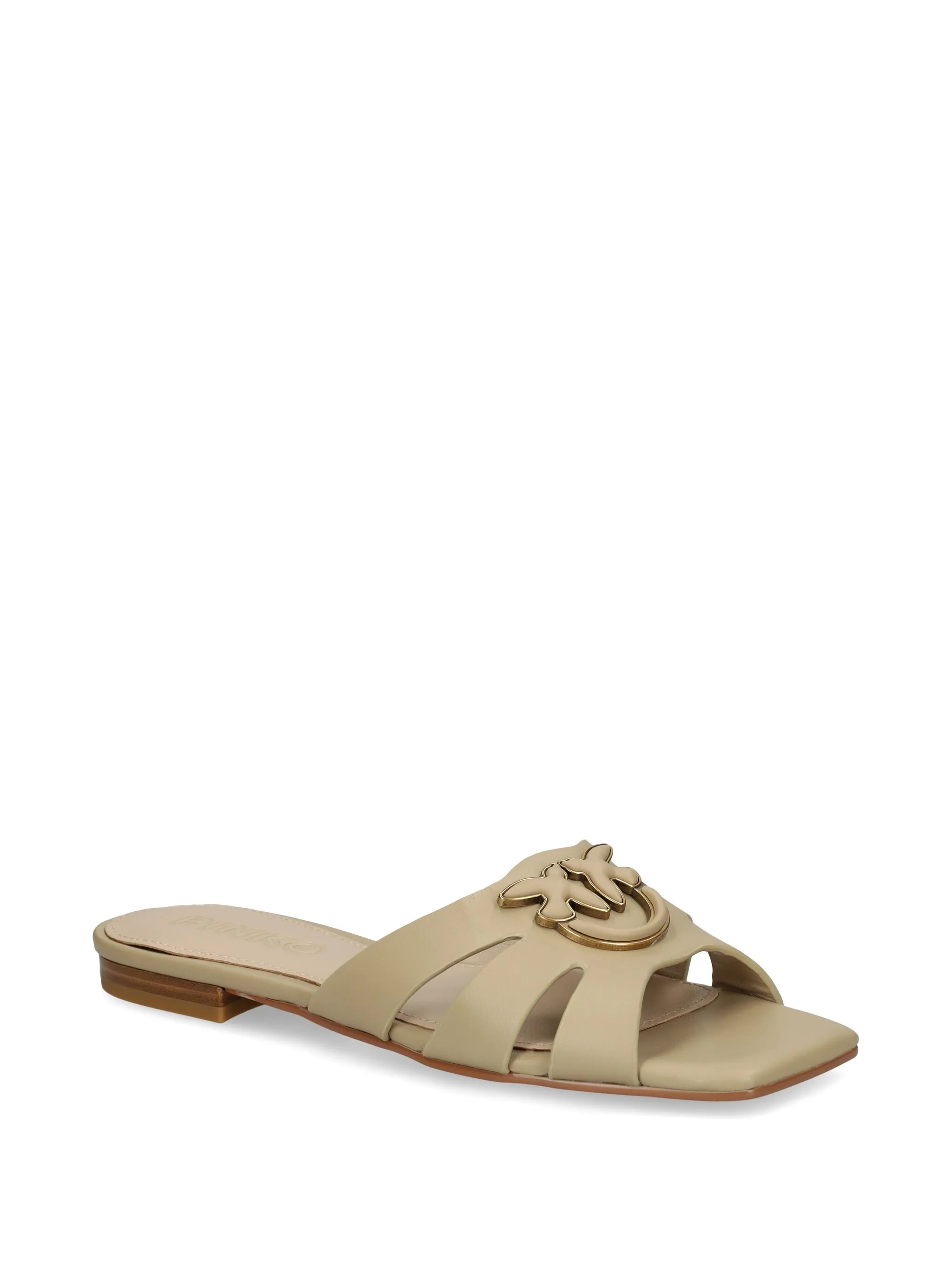 Pinko ciabatta Marli in pelle con logo beige