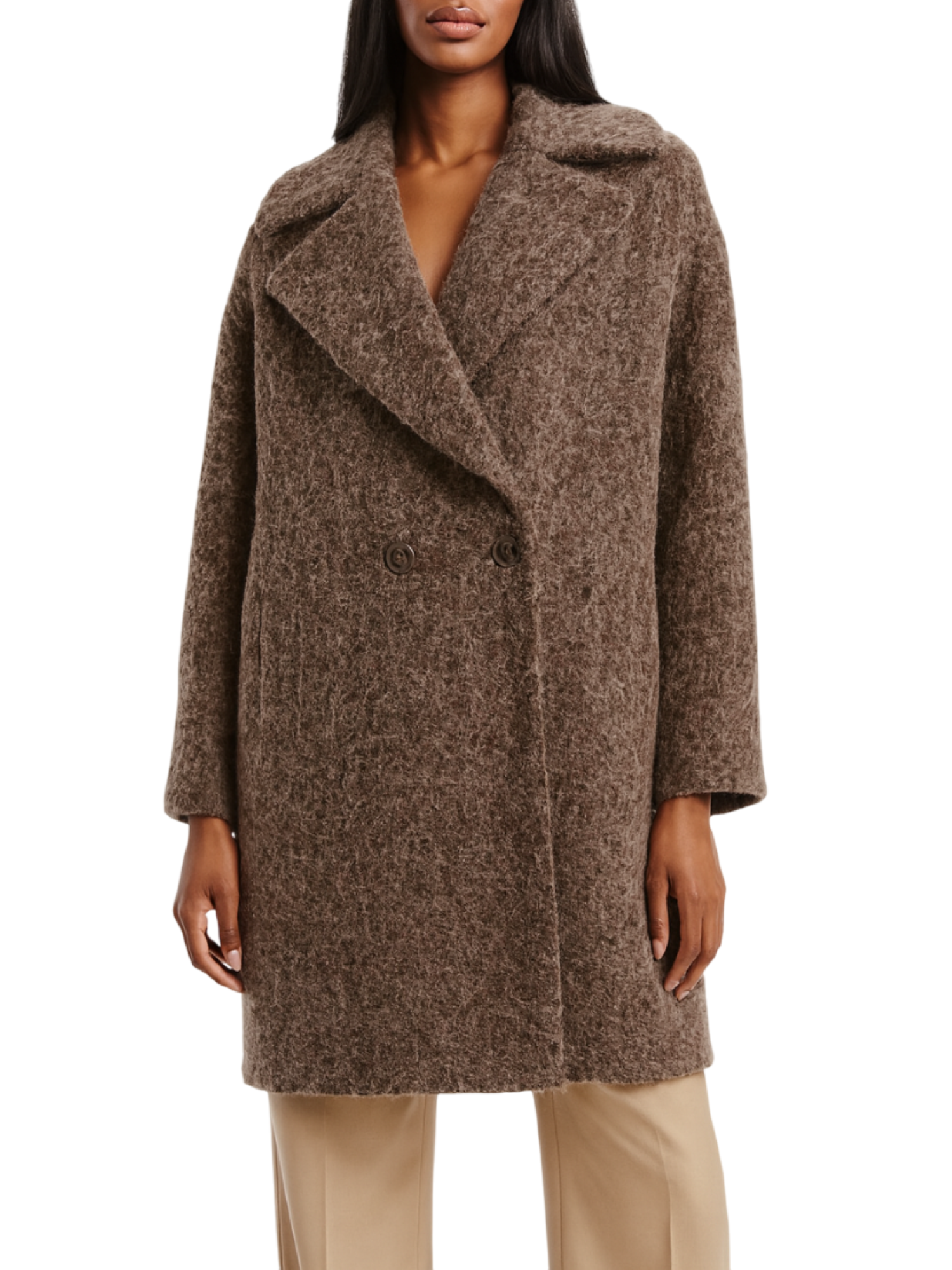 Marc Ellis cappotto doppiopetto in tessuto bouclè marrone MCLJ0105 112 MARC ELLIS 