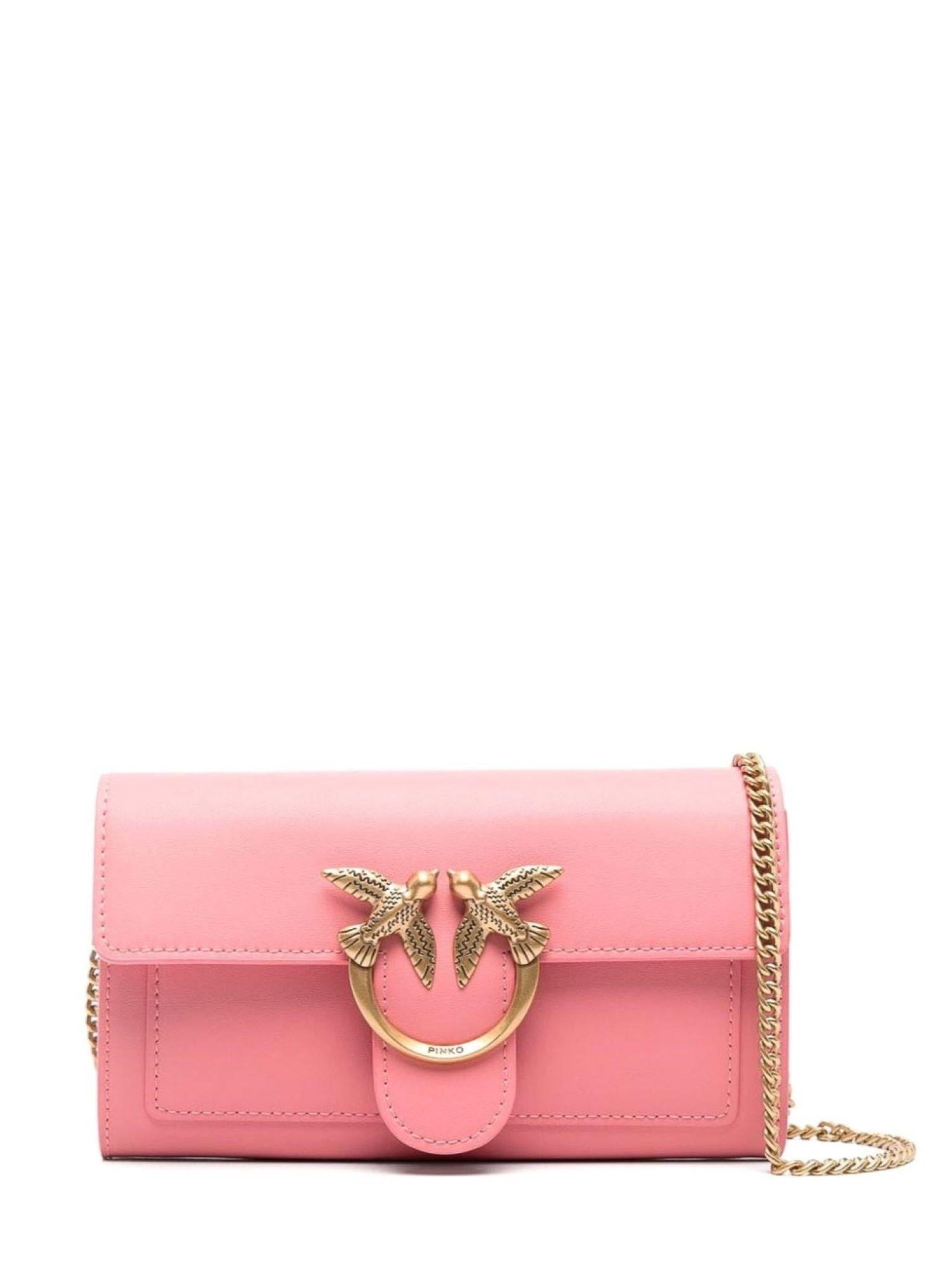 Pinko pochette Love One Wallet in pelle rosa