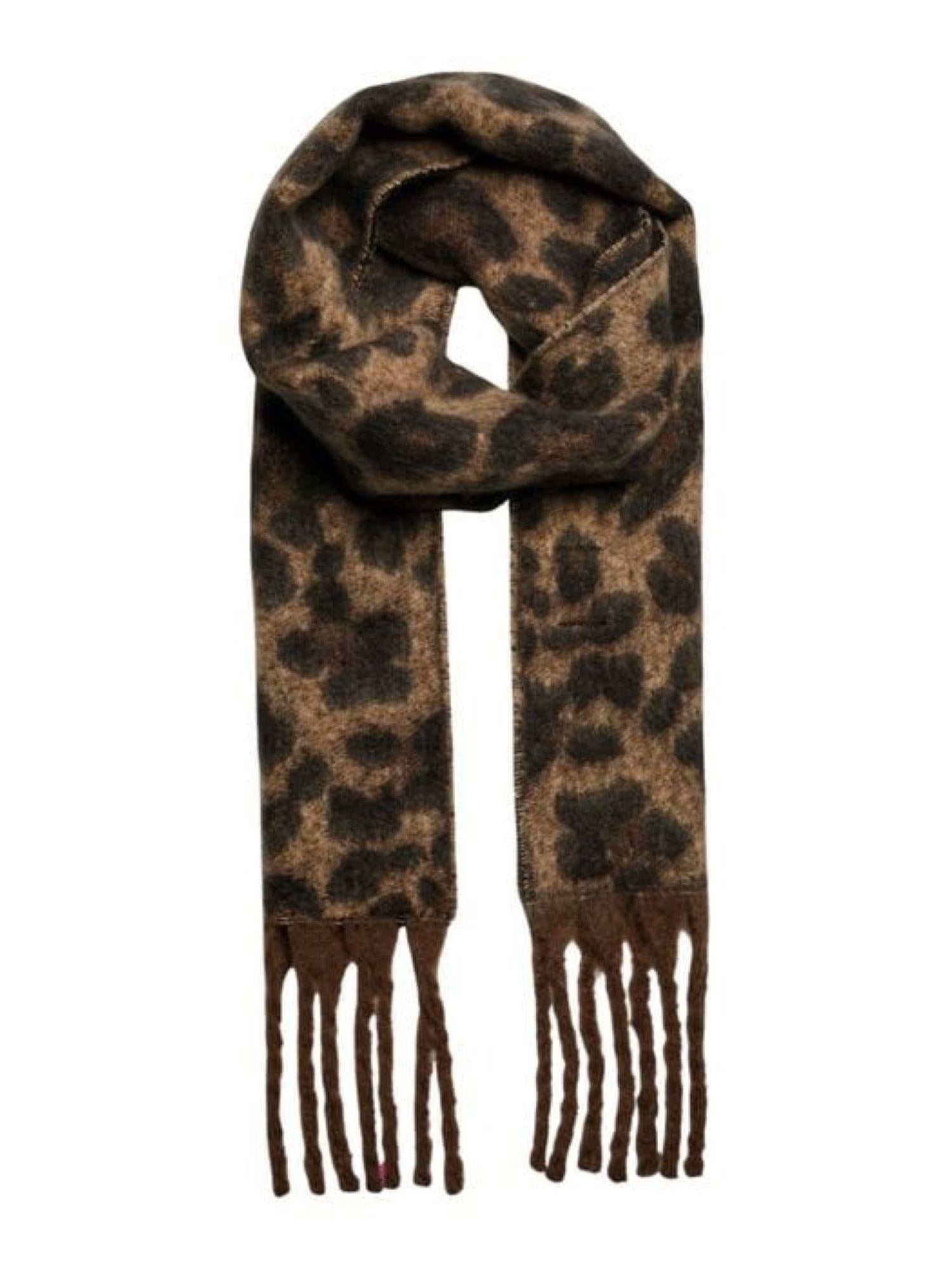 Pieces sciarpa donna in fantasia animalier marrone nero 17159756 TOASTED COCONUT LEO PIECES 