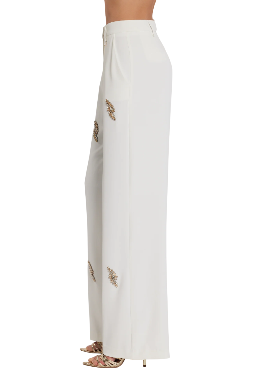 Relish pantaloni palazzo Avezam con applicazioni gioiello panna AVEZAM 1101 RELISH 