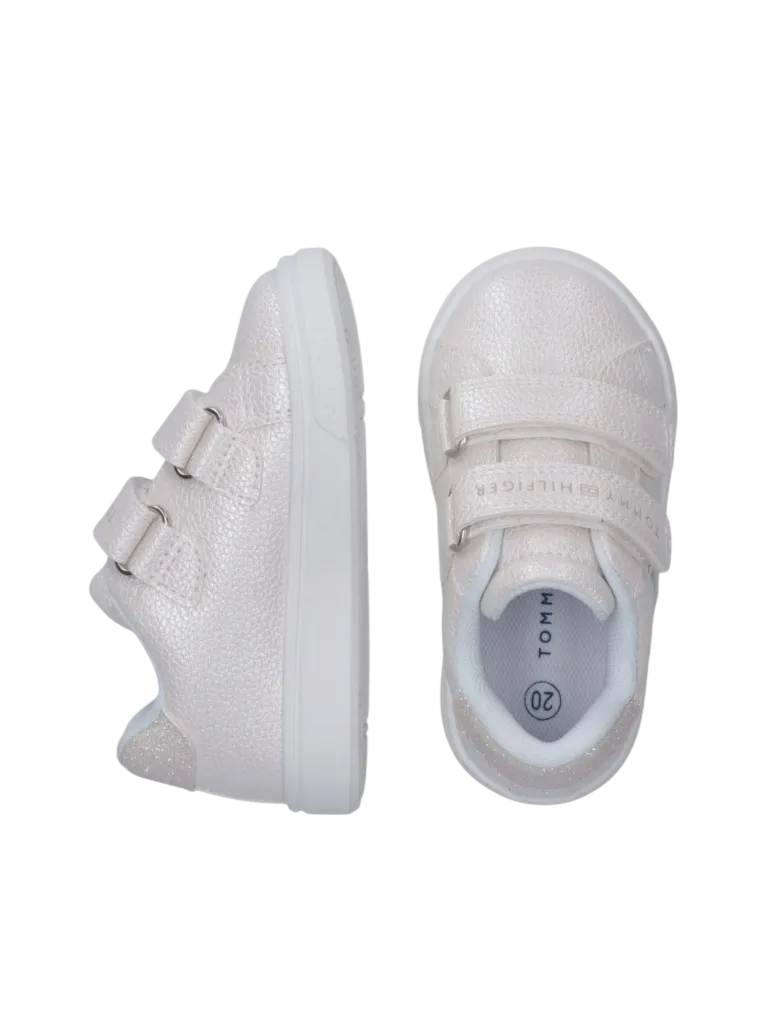 Tommy Hilfiger sneakers bambina in ecopelle con strappi panna T1A9-34231-0375 100 Tommy Hilfiger 