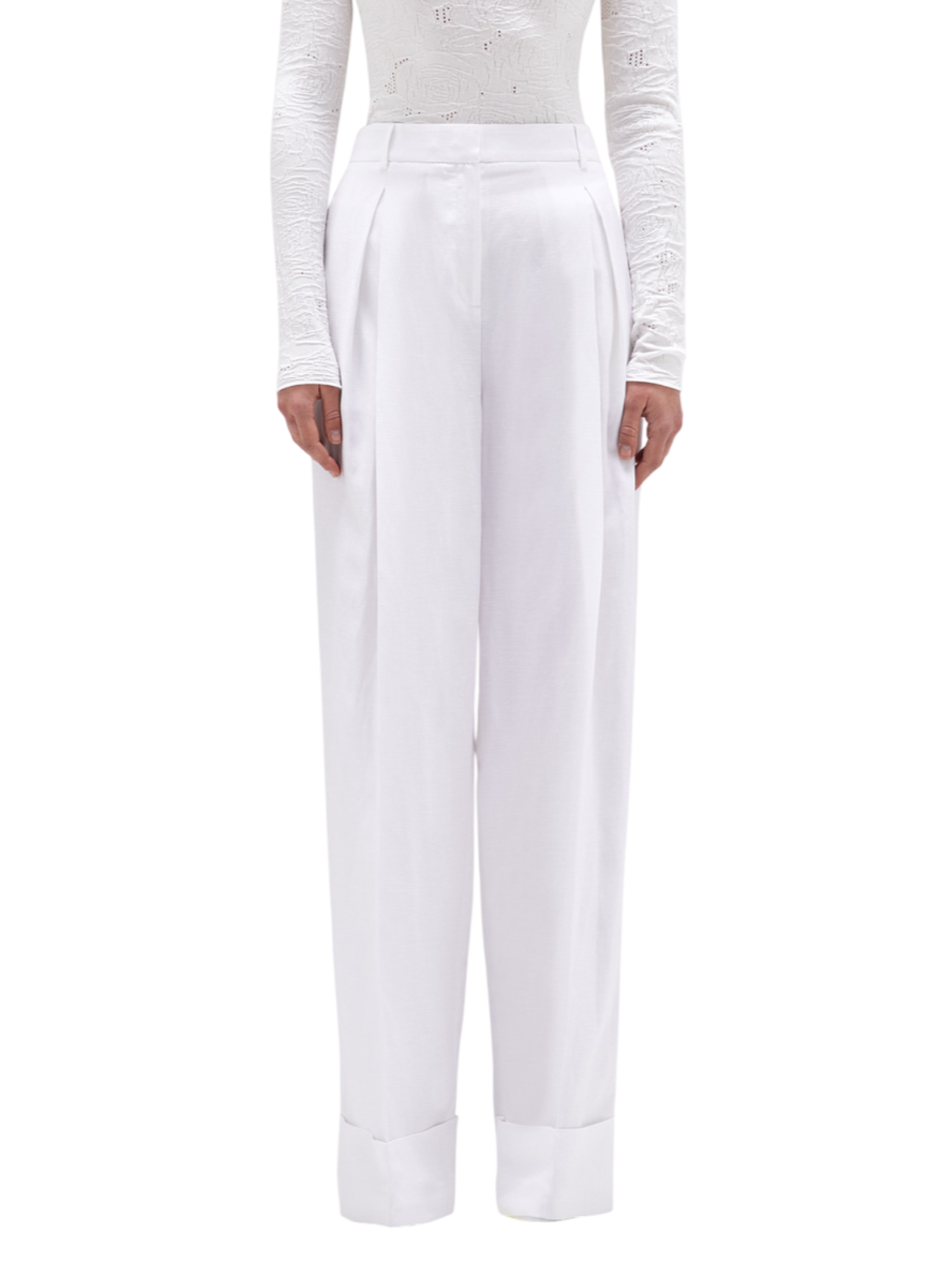 Blugirl pantaloni gamba larga misto lino bianco RA5161T8823 14300 BLUGIRL 